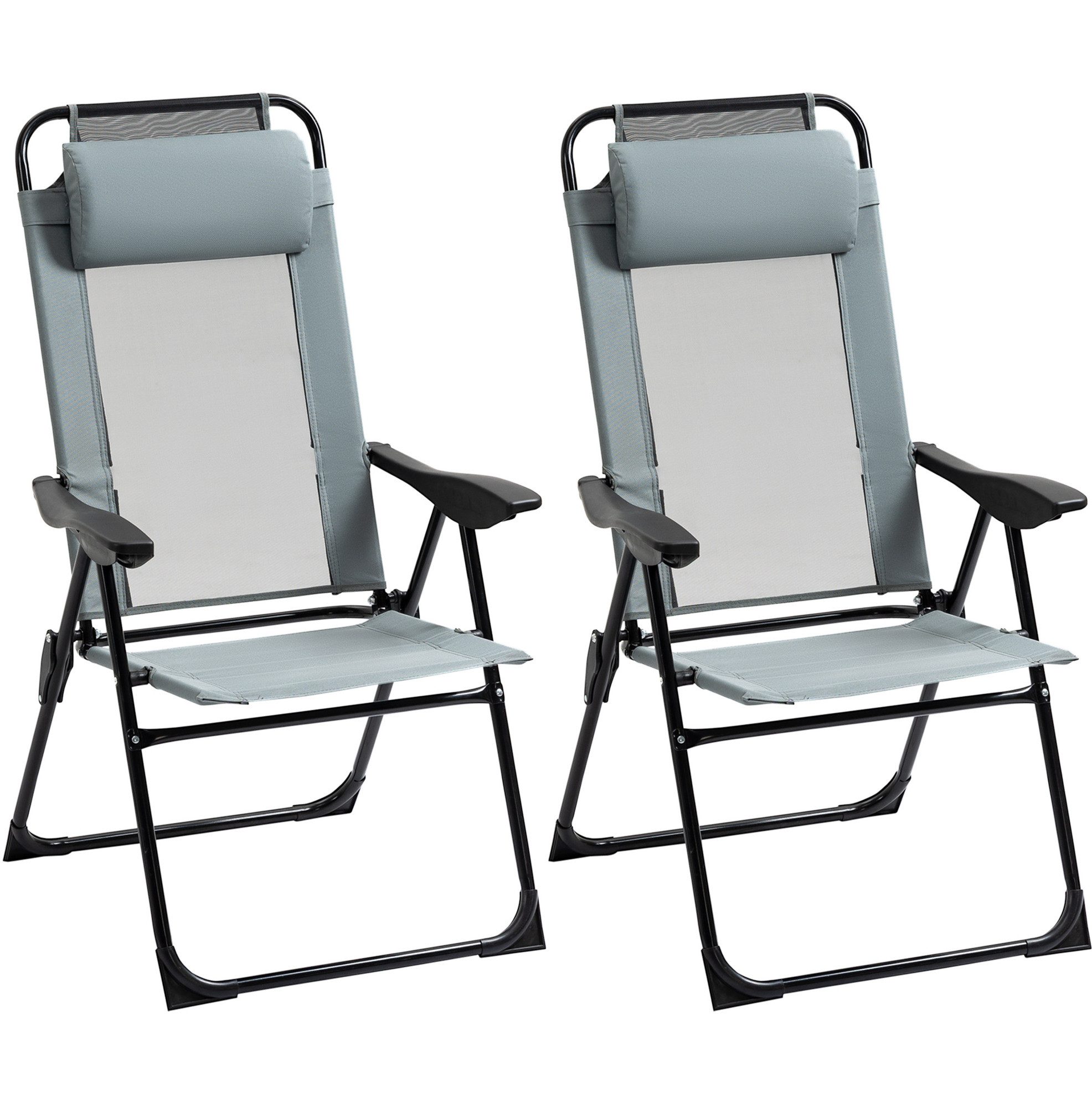 MODFU Klappstuhl 62x70x109 cm bis 120 kg belastbar, stabiler Outdoor Stuhl für Garten (Faltbarer Balkonstuhl für Camping, Terrasse und Freizeit Nutzung, 2 St), 2er Set Klappstuhl Gartenstuhl verstellbar Rückenlehne Armlehne Balkon