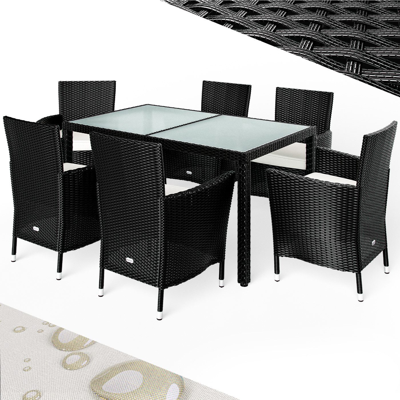 Casaria Garten-Essgruppe 6+1, Stühle stapelbar 7cm günstig online kaufen