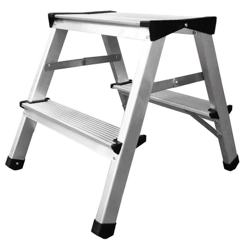 PROREGAL® Stehleiter Metal Double Giraffe Doppelseitige-Aluminium-Stufenstehleiter in versc (Leiter, Trittleiter, Stufenleiter, Haushaltsleiter, 2-St), Mehrere Größen, stabiles Material, vielseitig einsetzbar
