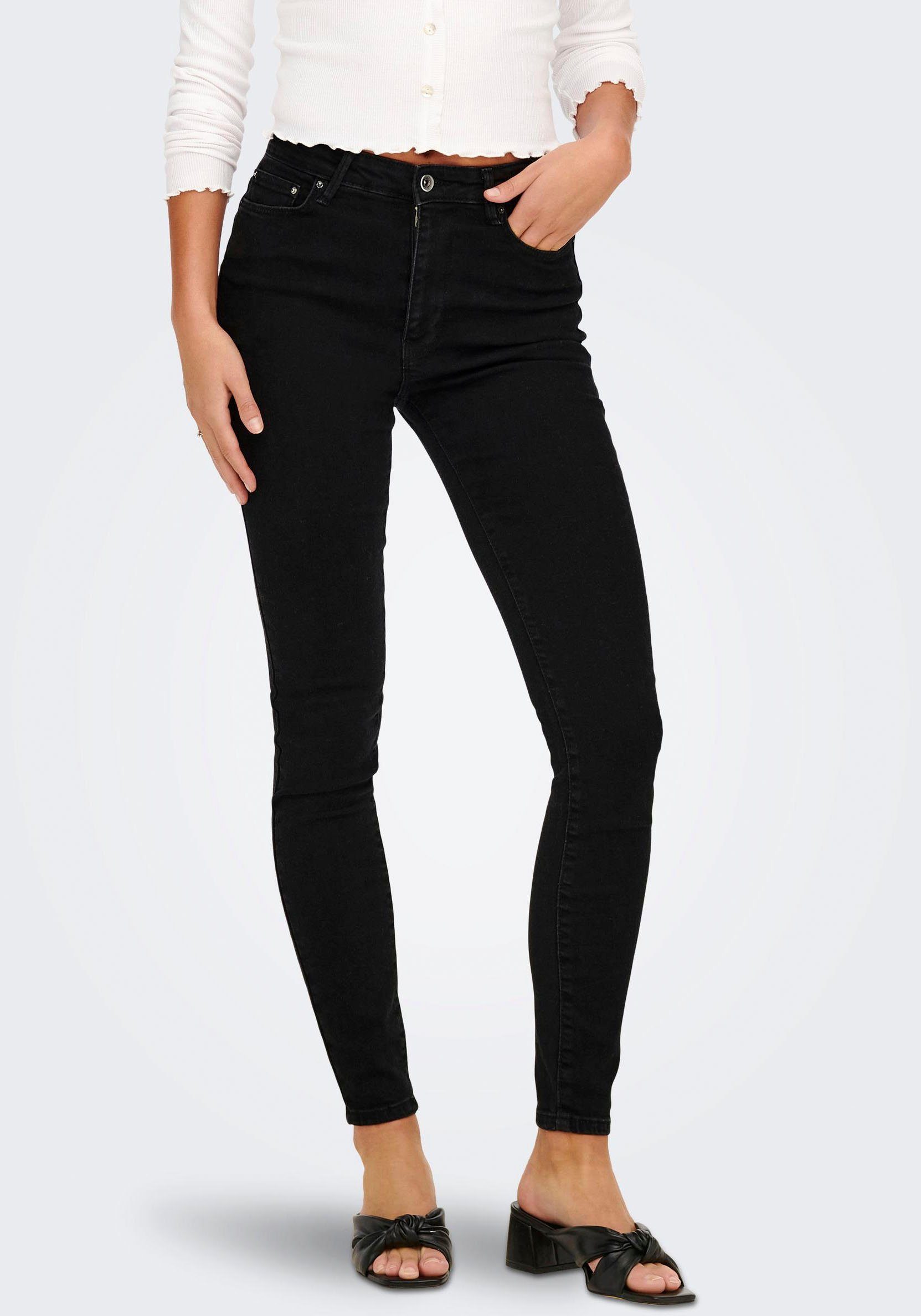 ONLY High-waist-Jeans ONLICONIC HW SK LONG ANK DNM NOOS Black Denim