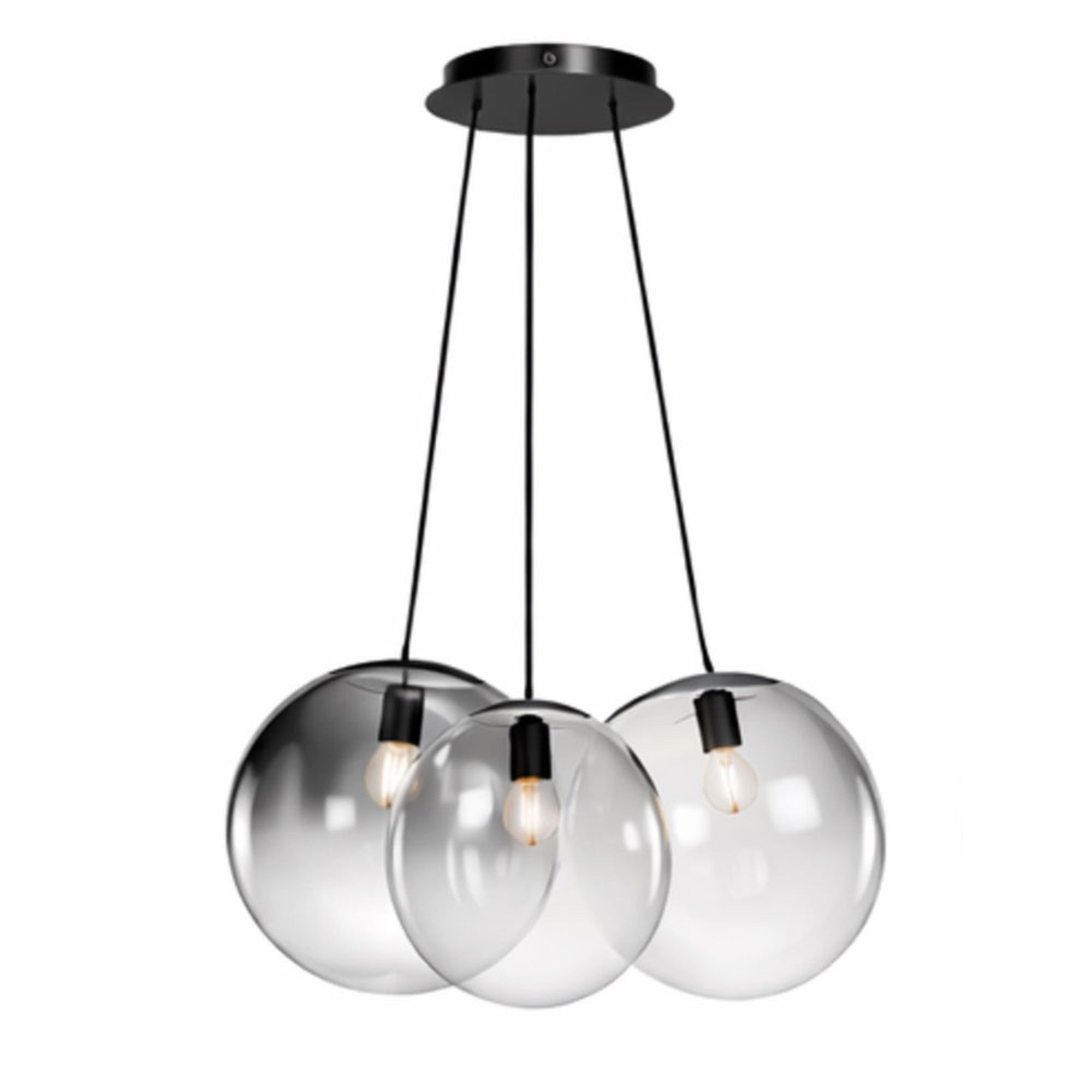 s.luce Pendelleuchte s.luce Orb Cluster Glas-Pendelleuchte 3-flammig 3x30cm Rauch Verlauf