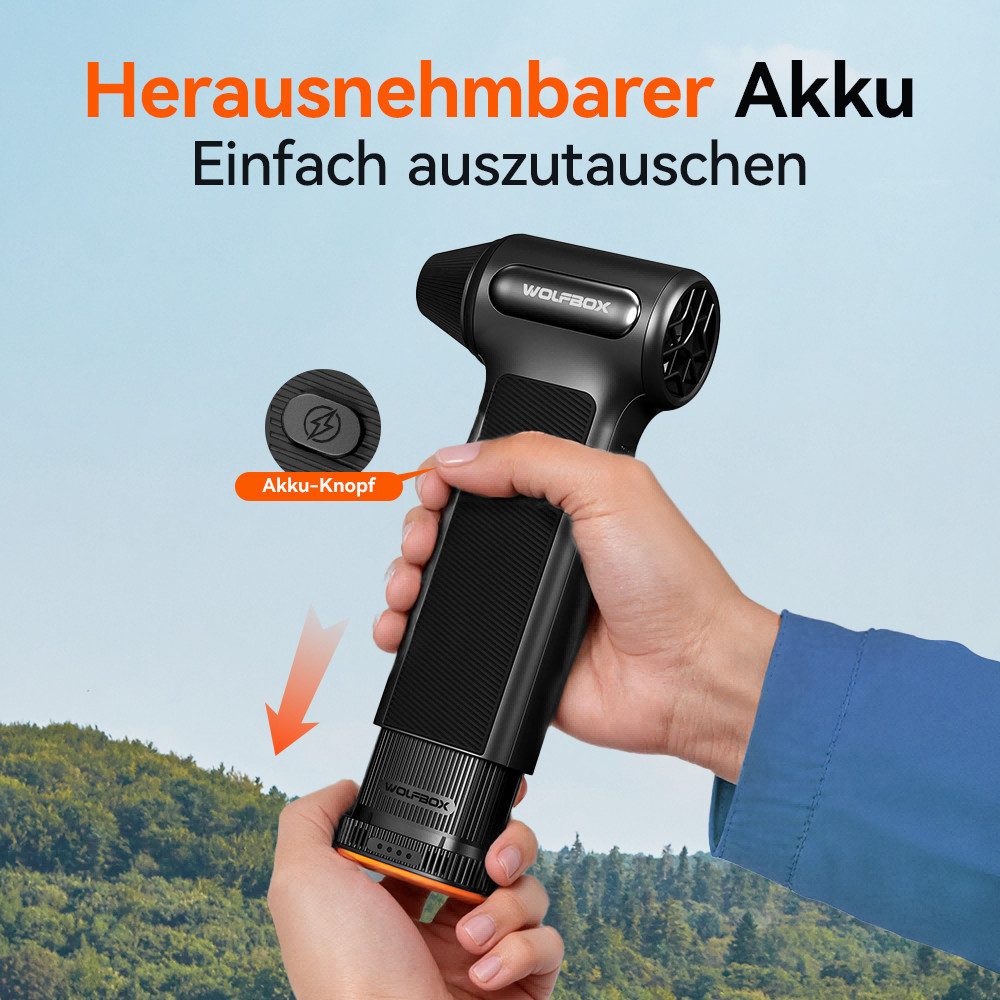 WOLFBOX Akku-Druckreiniger DF200 Akku-Druckluftreiniger, 3 Geschwindigkeiten, (1 tlg), Elektrisches Luftgebläse