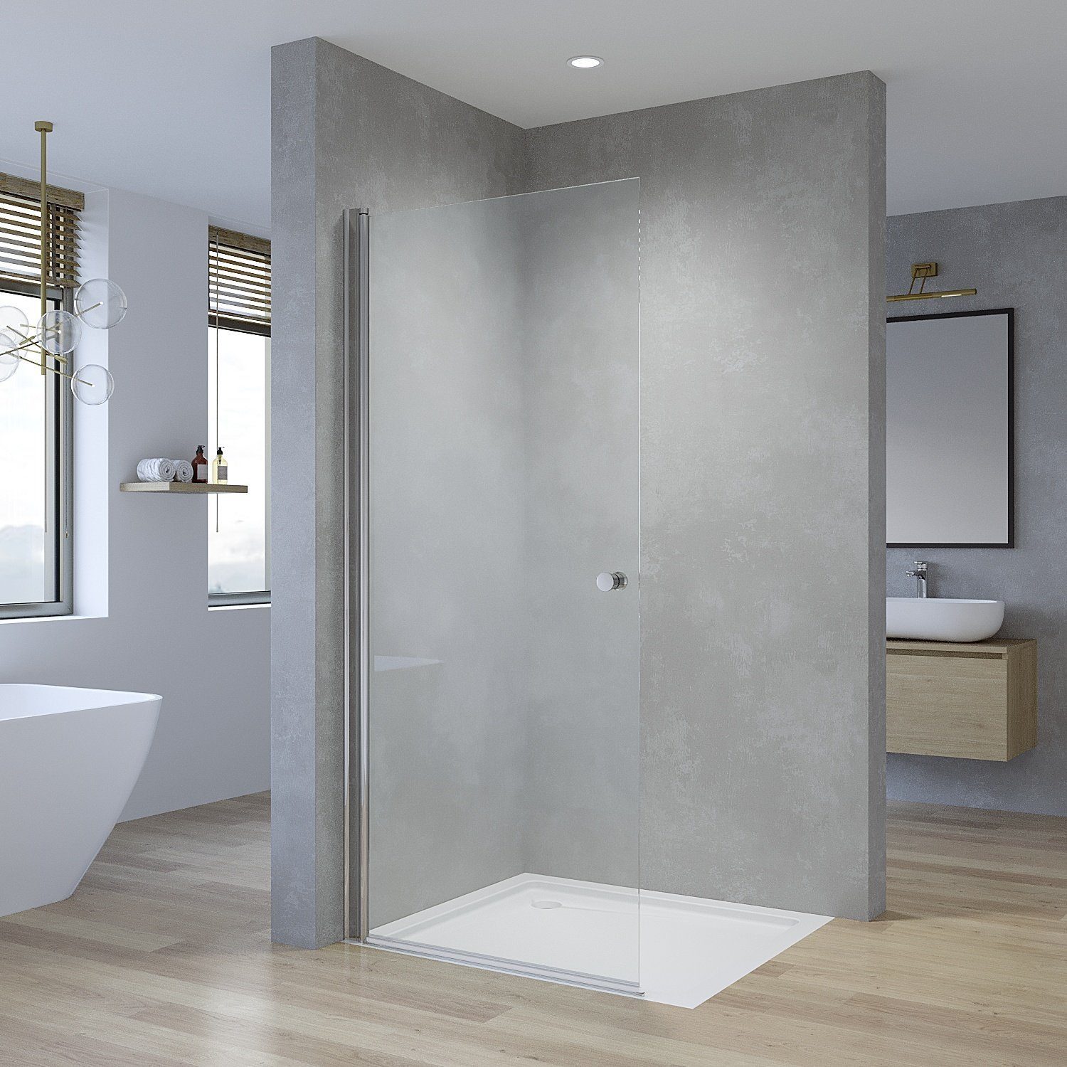 AQUALAVOS Duschwand Duschwand Glas Duschabtrennung Drehtür günstig online kaufen