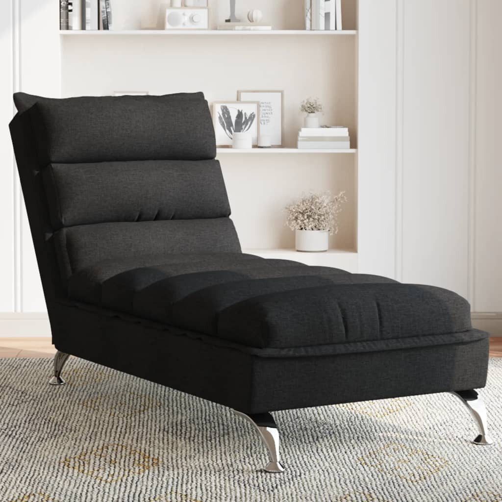 vidaXL Chaiselongue Chaiselongue mit Kissen Schwarz Stoff