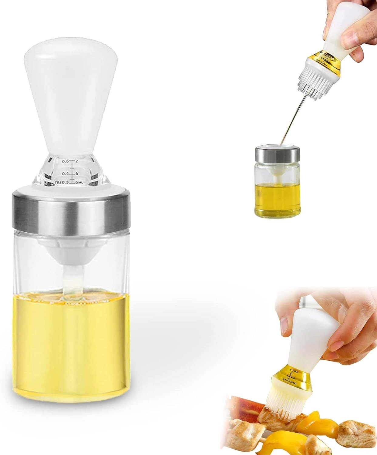 Ölspender Ölflasche,Glasölflasche mit Silikonpinsel