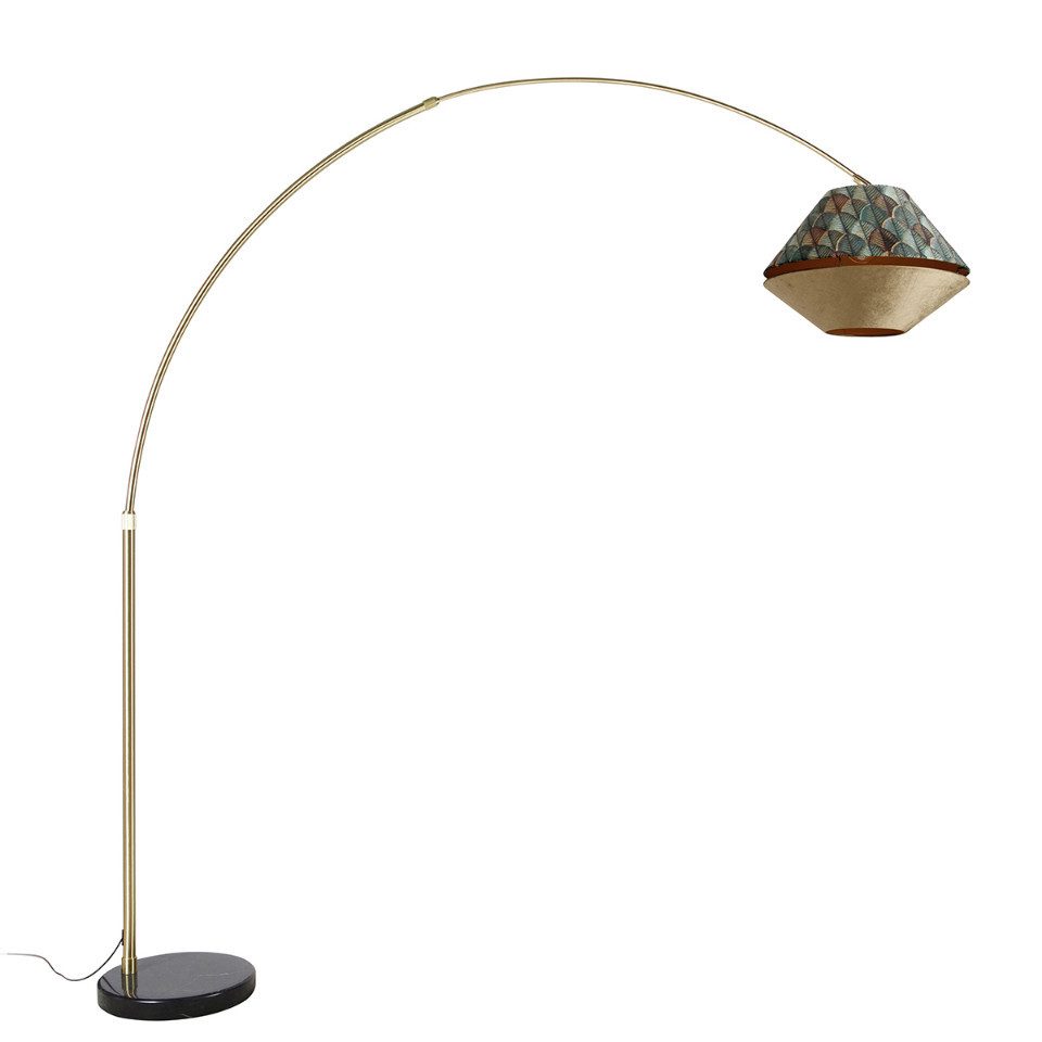 Qazqa Stehlampe Xxl, ohne Leuchtmittel, E27, Grün, Klassisch / Antik, Velours, 1-flammig