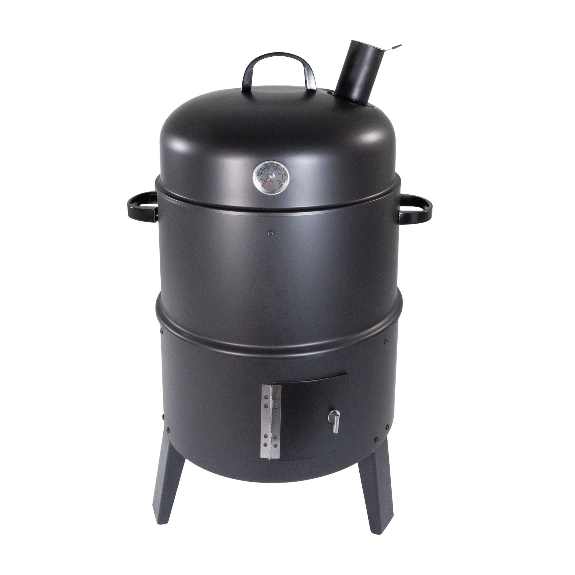 Jürgen Westerholt GmbH Räucherofen und Grillofen schwarz, Smoker mit Thermometer, Holzkohlegrill