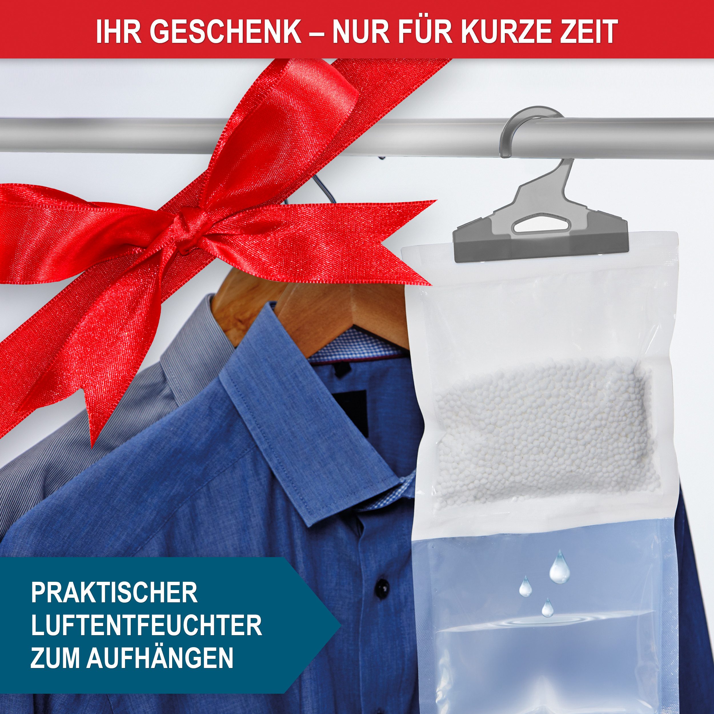 Onbest Granulat-Luftentfeuchter Set mit 4 x Entfeuchter und 8 x 400 g Nachfüllpacks, für 25 m³ Räume, Granulat, universal einsetzbar