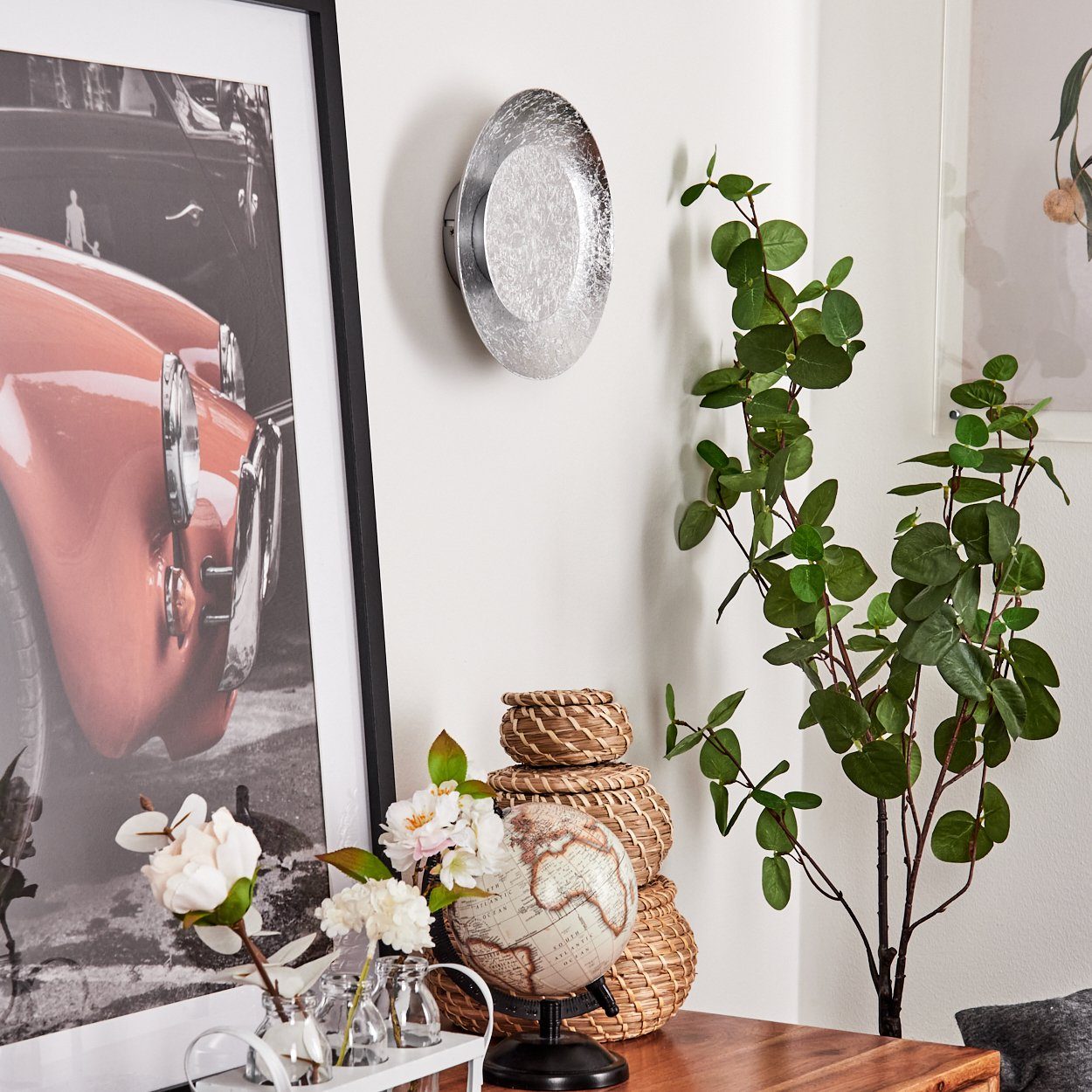 hofstein Wandleuchte »Criscia« LED Wandlampe moderne aus Metall in Silber, 3000 Kelvin, er Wandspot m. Lichteffekt, 6 Watt, 470 Lumen