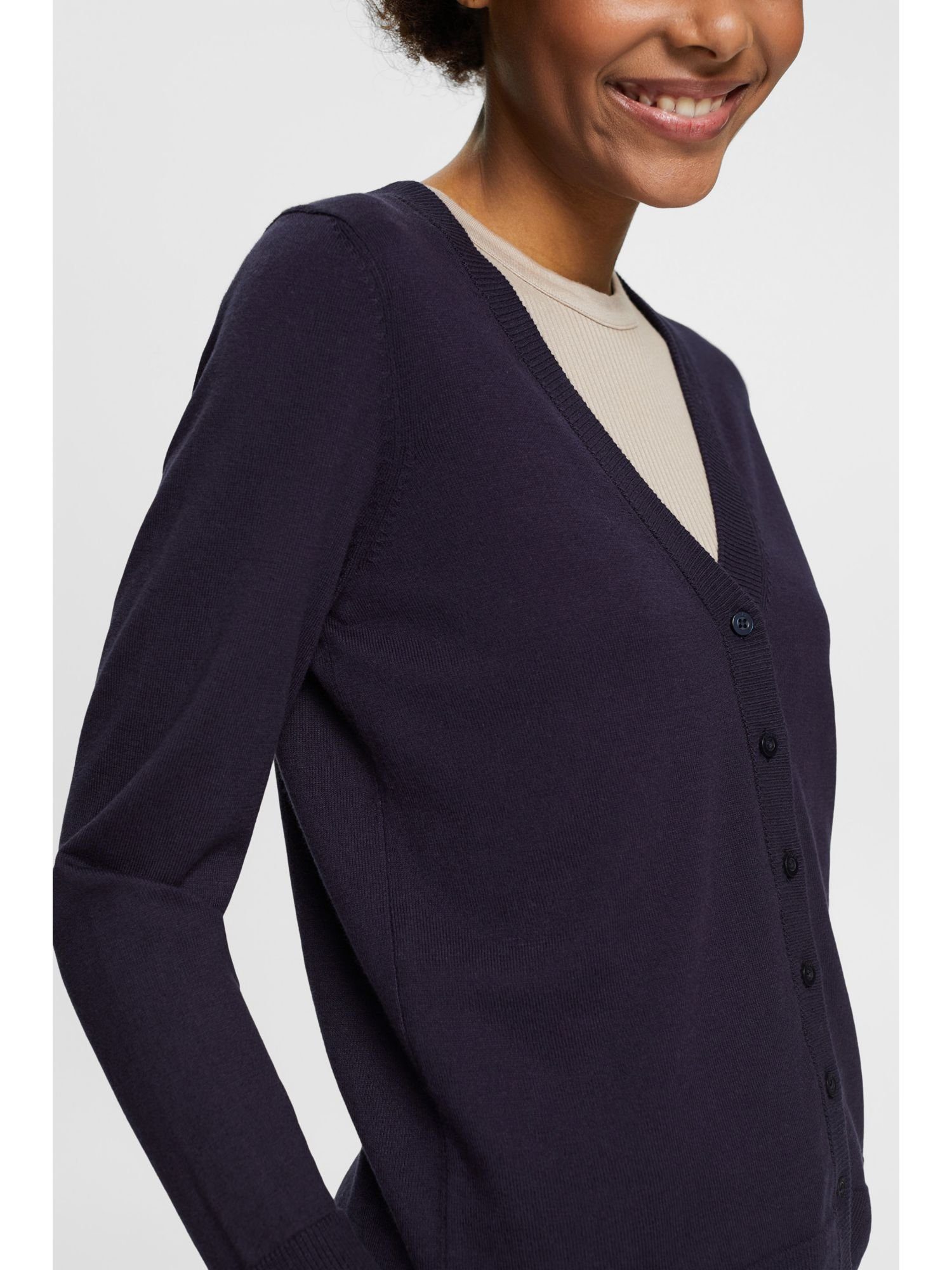 Esprit (1-tlg) Cardigan mit NAVY V-Ausschnitt Strickjacke