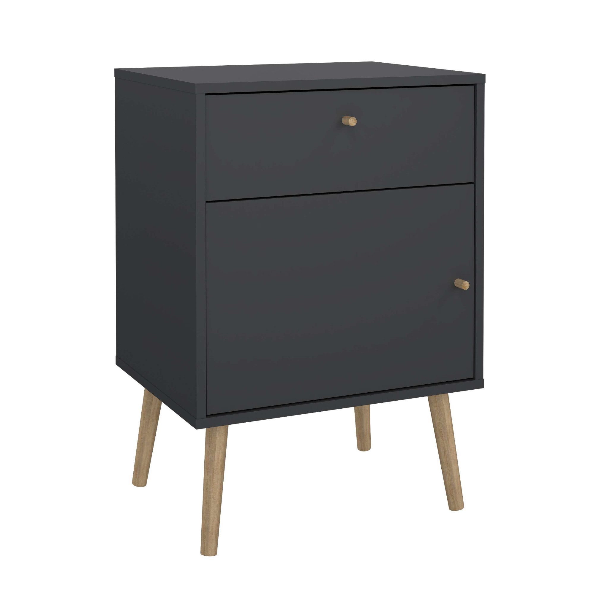 Home affaire Nachtkommode Bodo Nachttisch, Nachtschrank, Biestelltisch, 1 Tür, 1 Schublade, Beine und Griffe aus Massivholz, Breite 50 cm