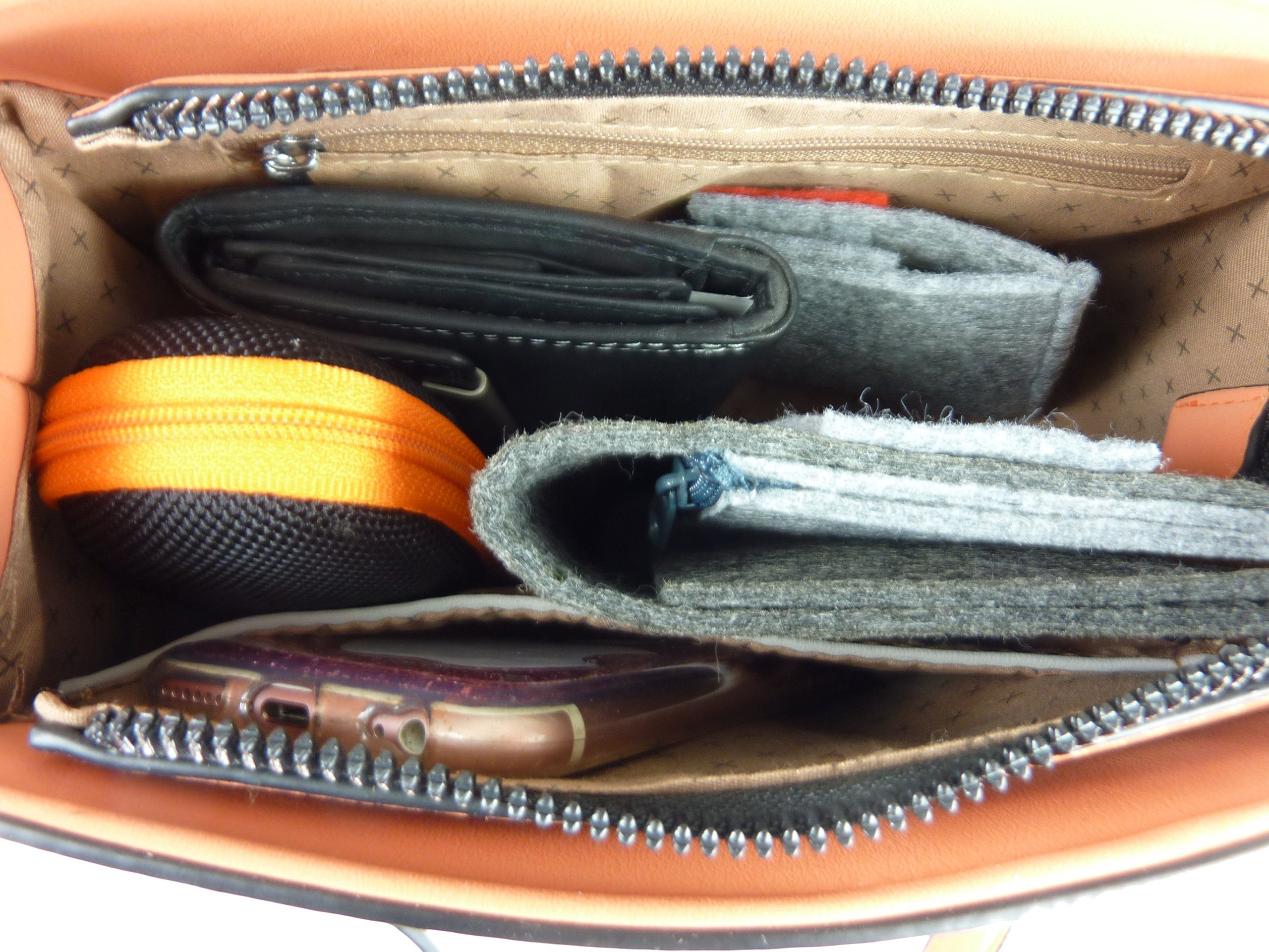 Taschen4life Clutch Damen Handtasche Nieten mit Trageriemen G88335, Kette Tragegriffe orange und Schulter lange & abnehmbarer