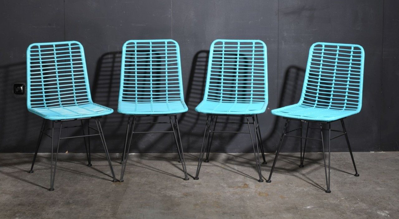 Vintagehaus Gartenstuhl PE-Rattanstuhl Esszimmerstuhl Hacienda In/Outdoor Türkis 2er Set