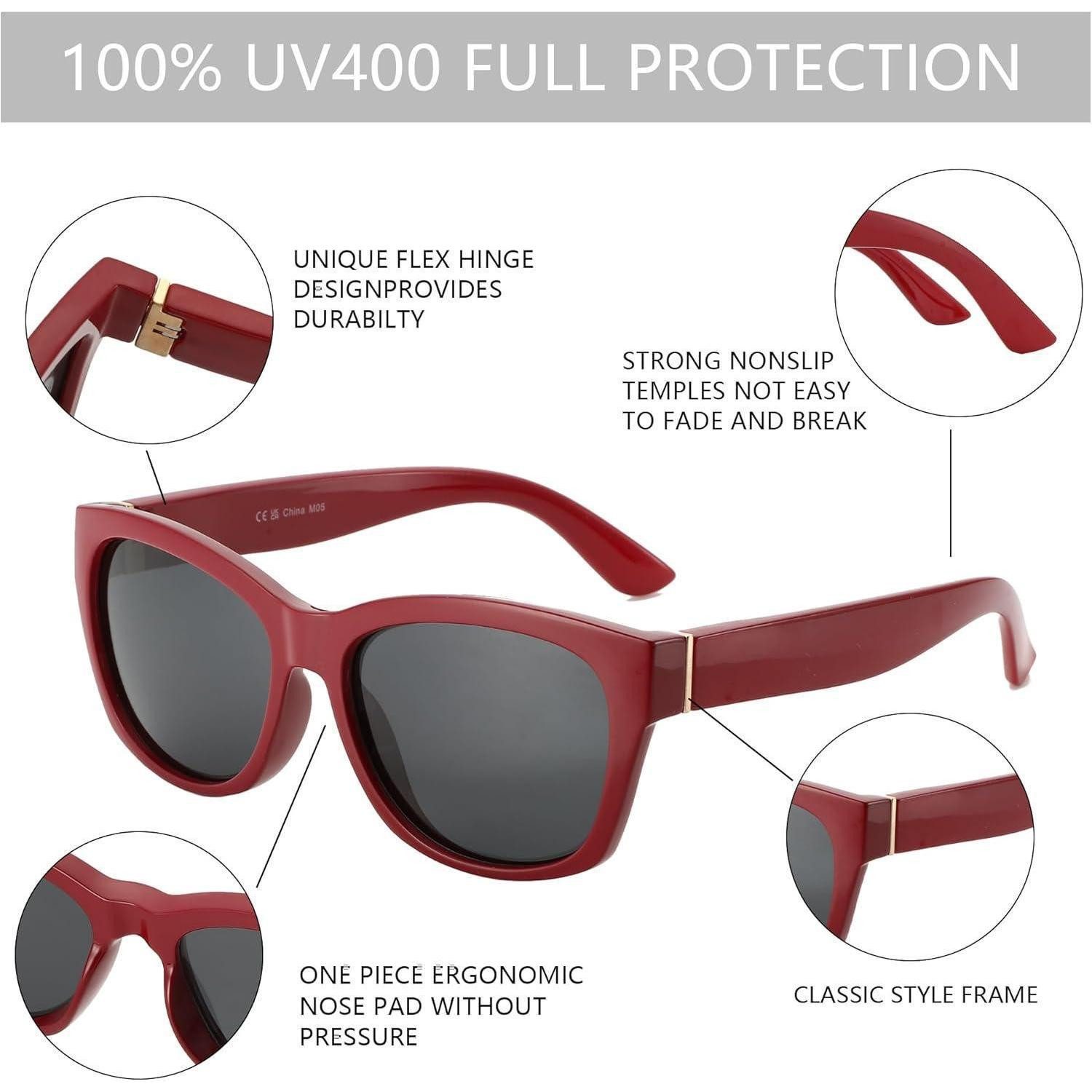 LuxusKollektion Retrosonnenbrille Sonnenbrille Damen Cat Eye Polarisiert UV Schutz Rot Rahmen Grau Linse