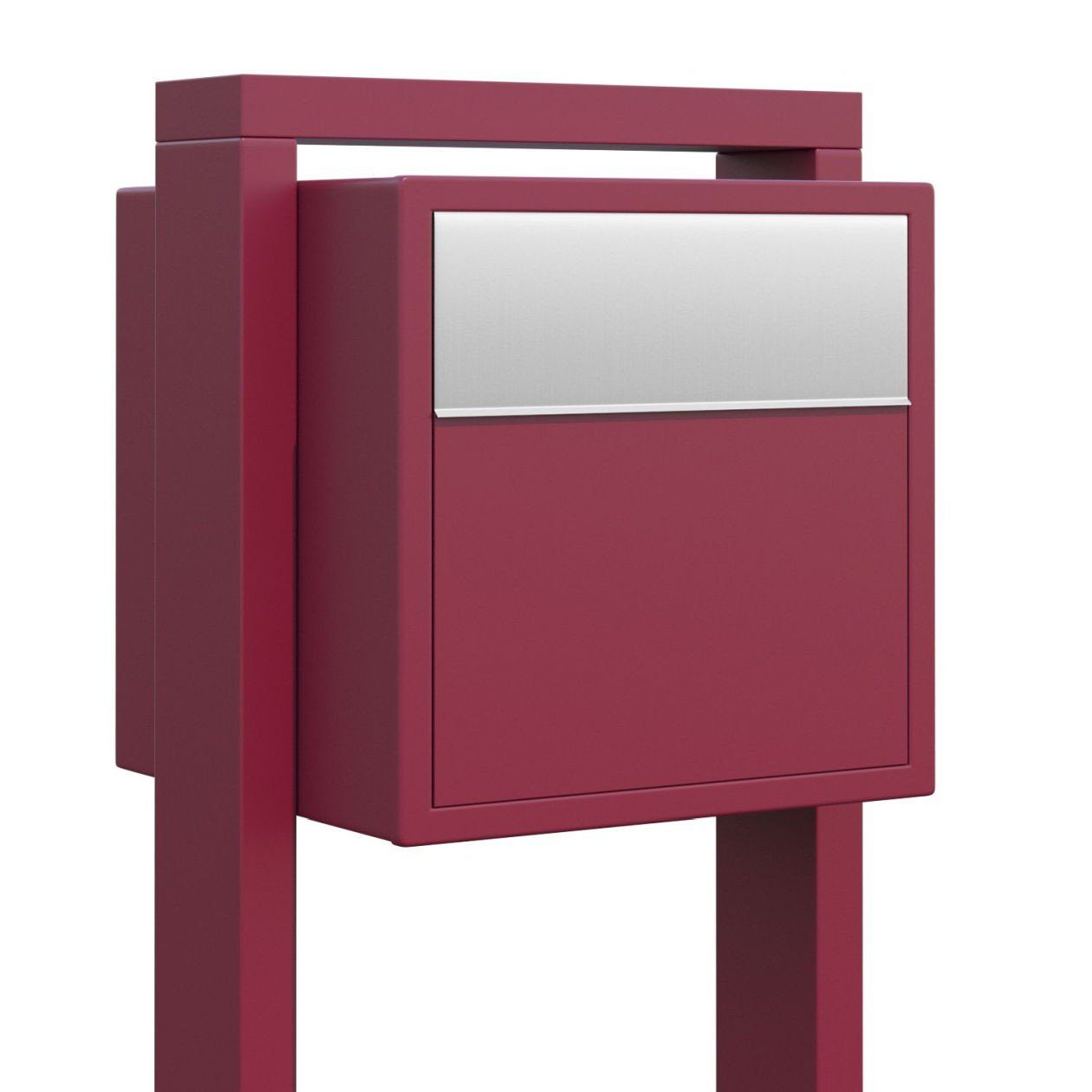 Bravios Briefkasten mit Rot Soprano Edelstahlklappe Standbriefkasten