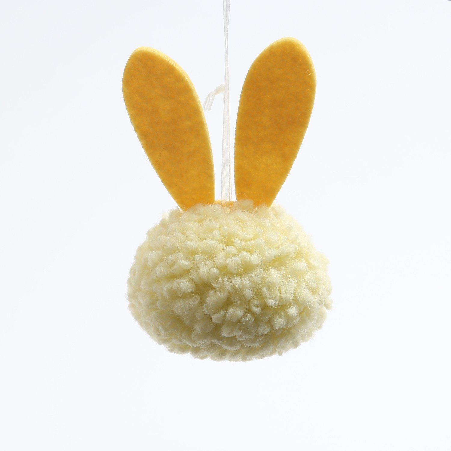 MARELIDA Osterhase Pompom Puschel H: Ostern St) gelb hängend (1 Dekofigur 12cm Filzohren