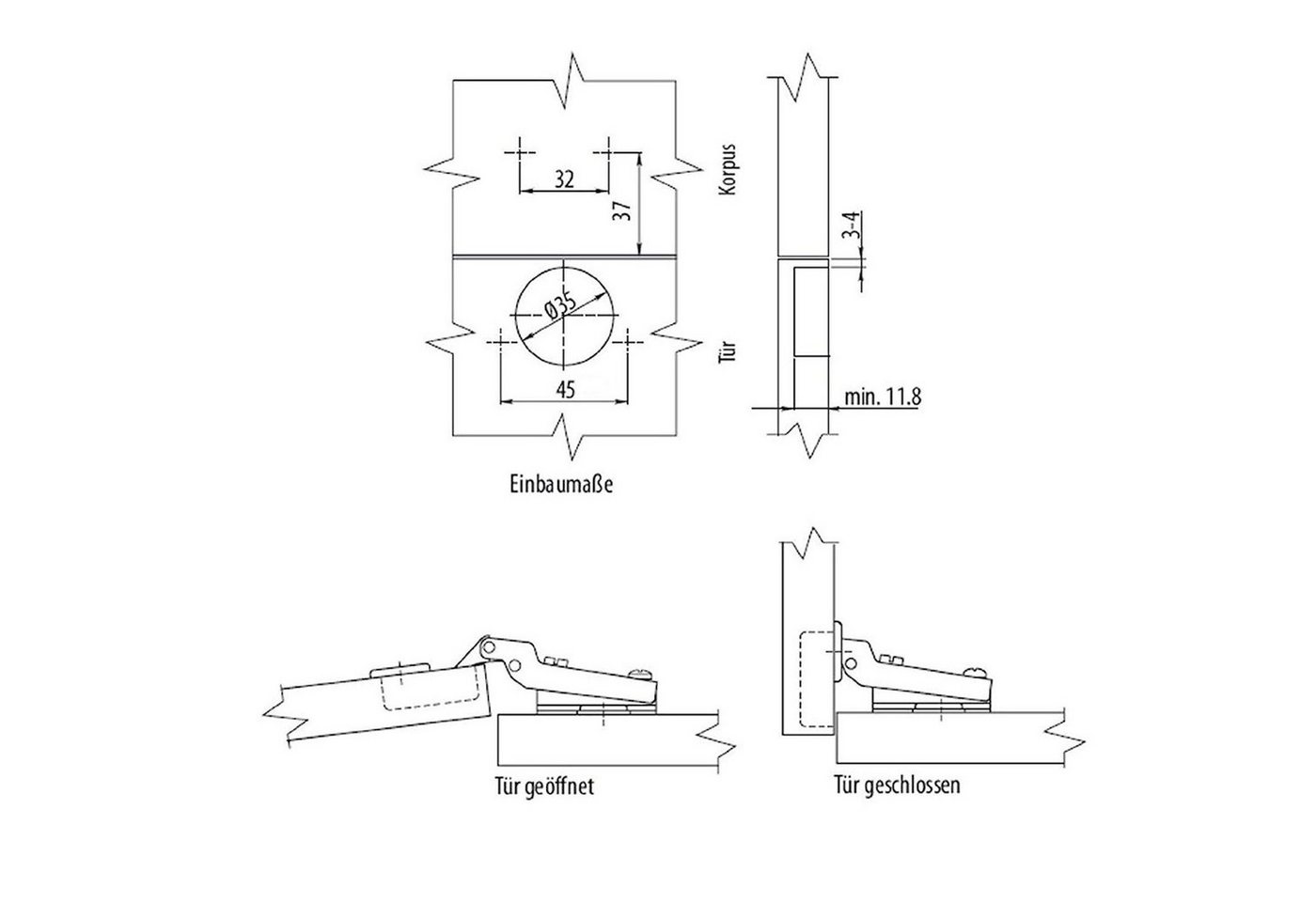 Thumbnail - SO-TECH® Möbelbeschlag Standard Topfbänder ohne Dämpfer mit Kreuzmontageplatte (2 St), Topfband Topfscharnier