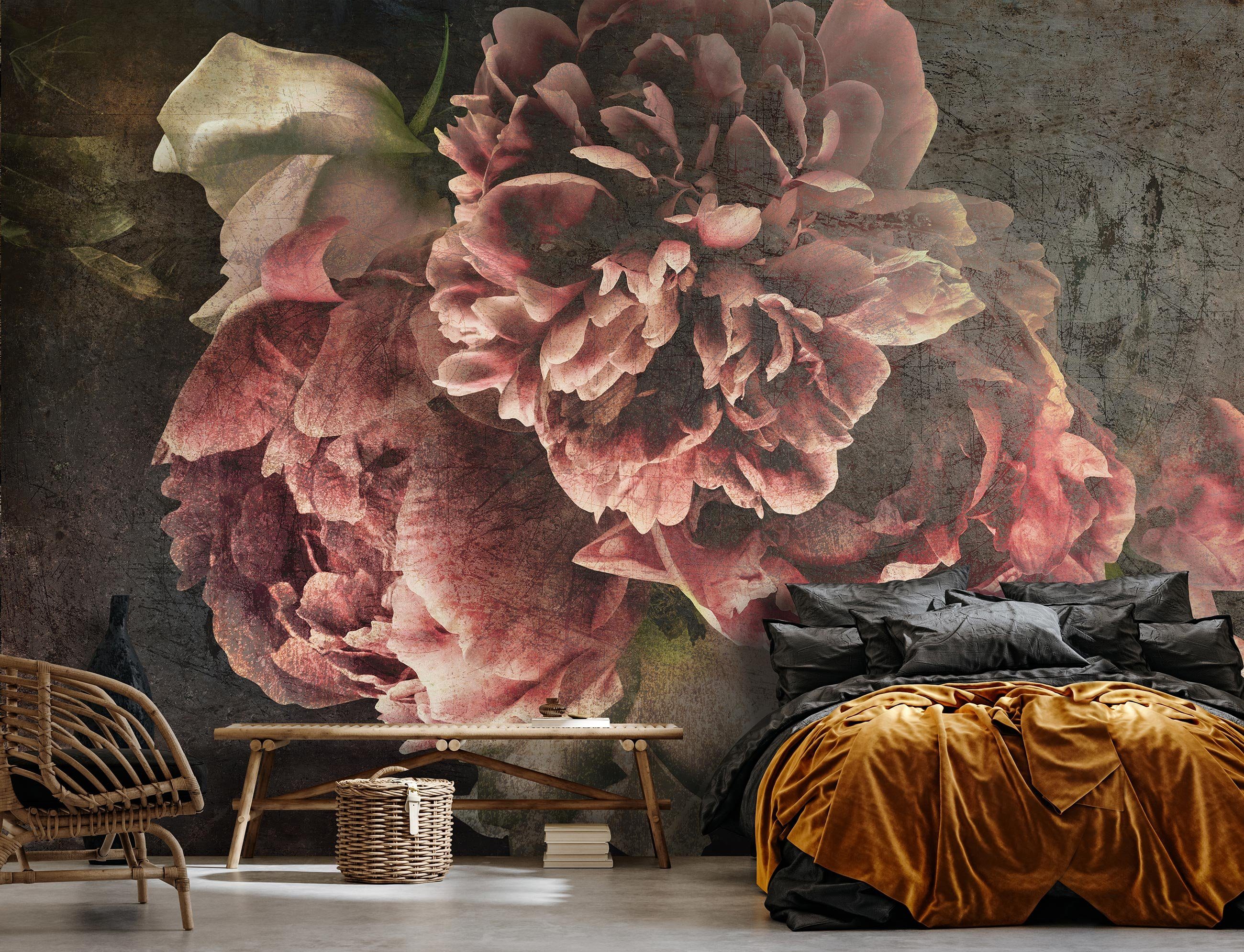 Wallarena Fototapete Blumen Vintage Rose Vlies günstig online kaufen