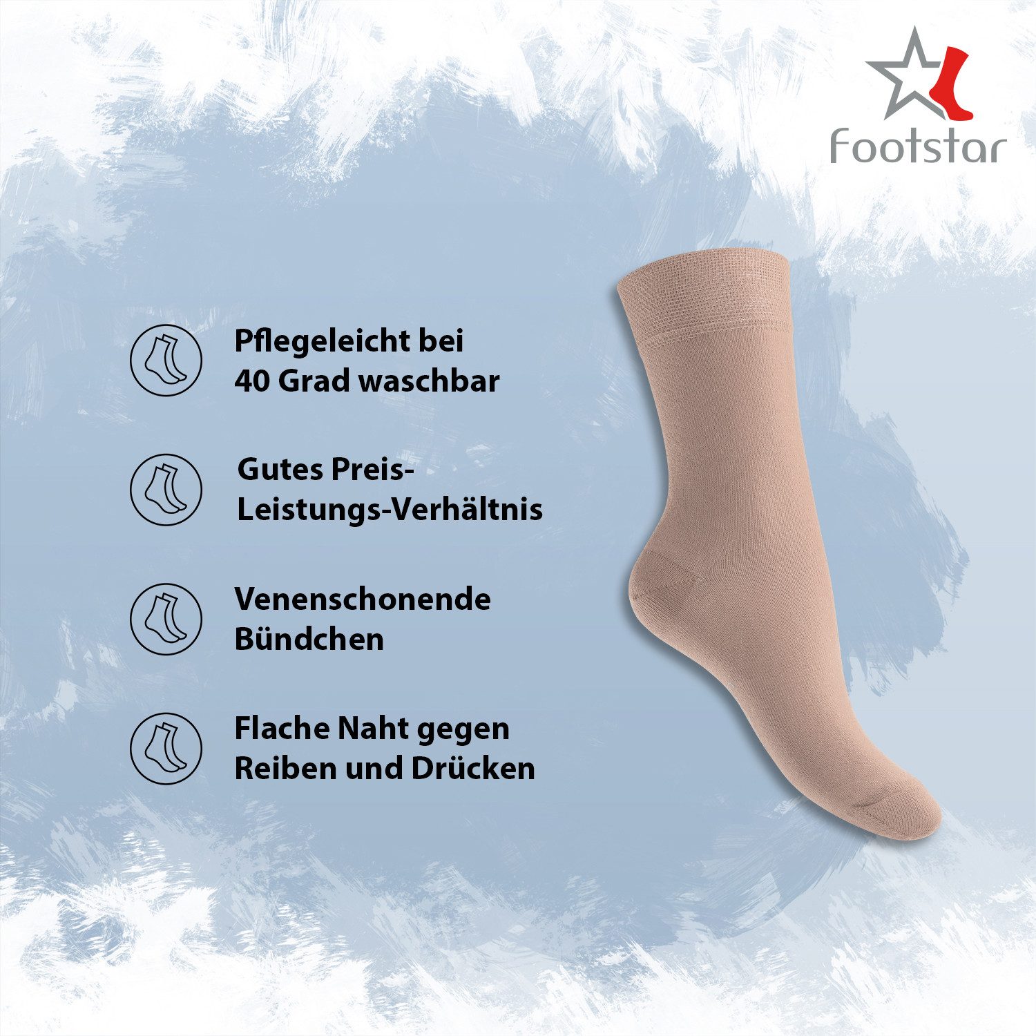 Footstar Basicsocken EVERYDAY! 10 PAAR Damen Herren Socken mit Baumwolle Basic Socken – Bild 2 von 3