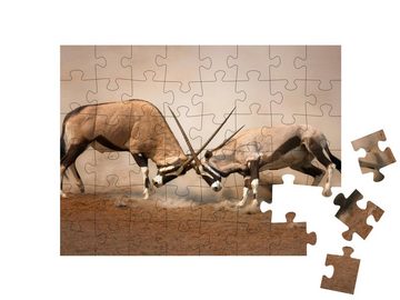 puzzleYOU Puzzle Kampf zwischen zwei männlichen Gemsböcken, 48 Puzzleteile, puzzleYOU-Kollektionen Tiere