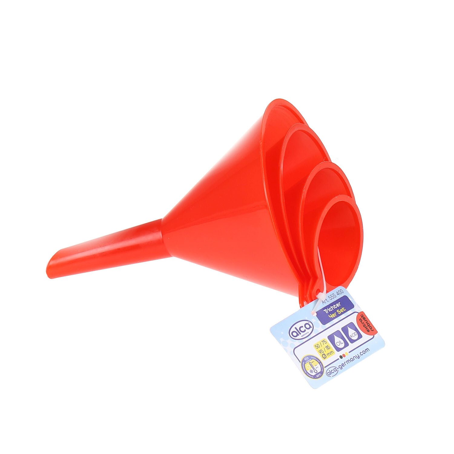 alca Öltrichter Trichter 4er Set Kunststoff für Benzin Diesel und Flüssigkeiten, (4-tlg)