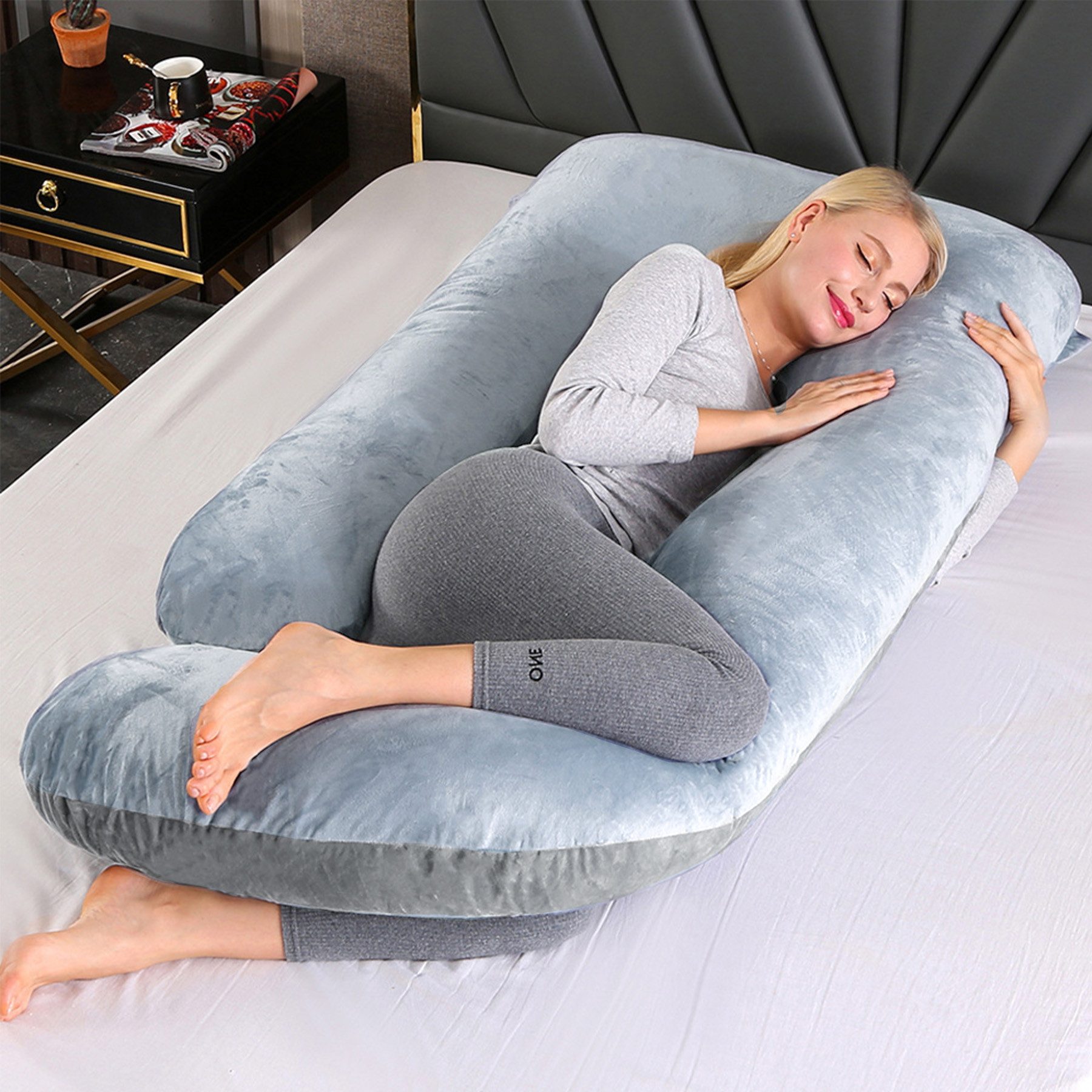CALIYO Seitenschläferkissen Stillkissen, J-förmiges Schwangerschaftskissen günstig online kaufen