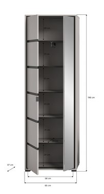 möbelando Garderobenschrank Jaru in grau mit 2 Türen und 6 Fächern. Abmessungen (BxHxT) 65x196x37 cm