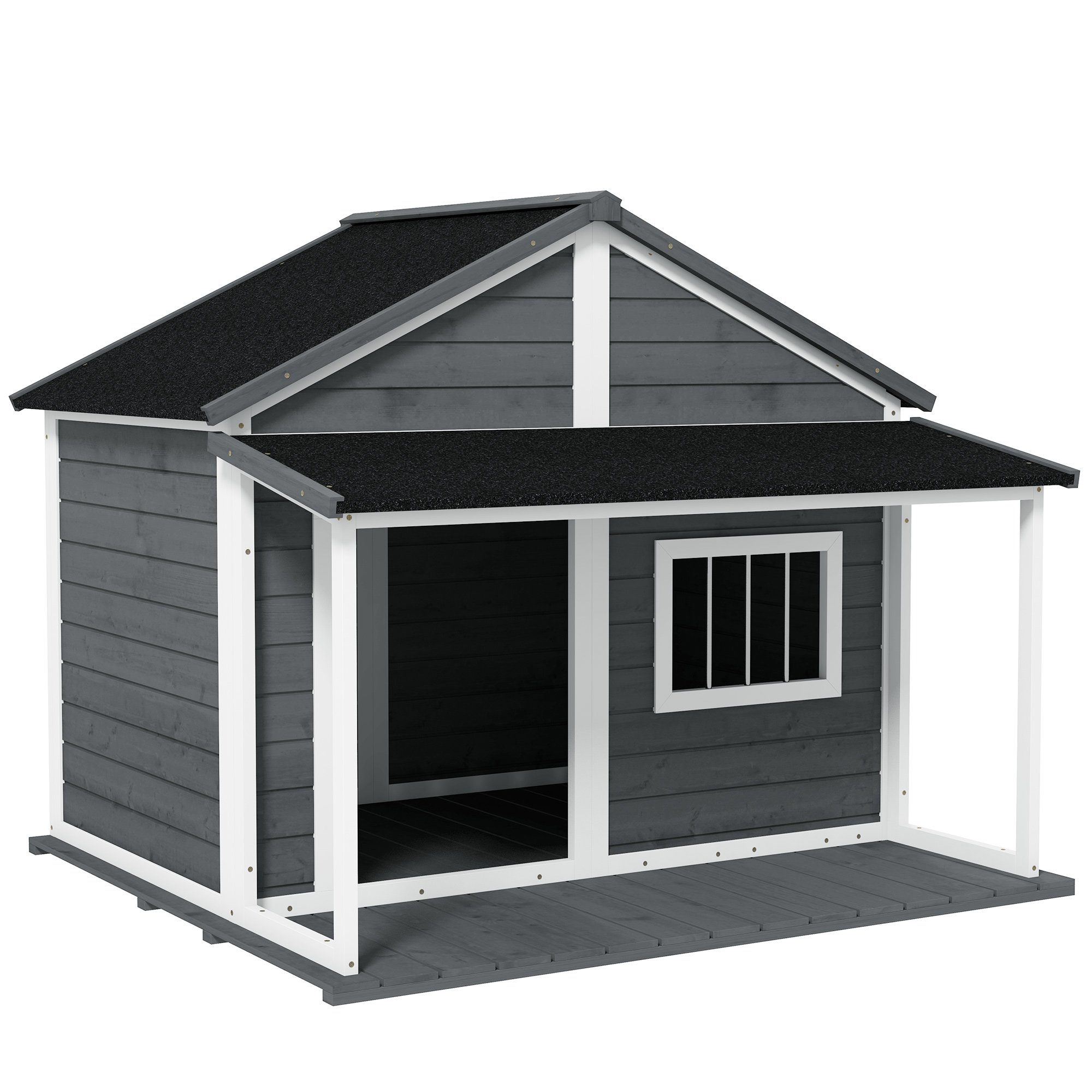 Hundehütte Outdoor, mit Dach, wetterbeständig, aus Holz
