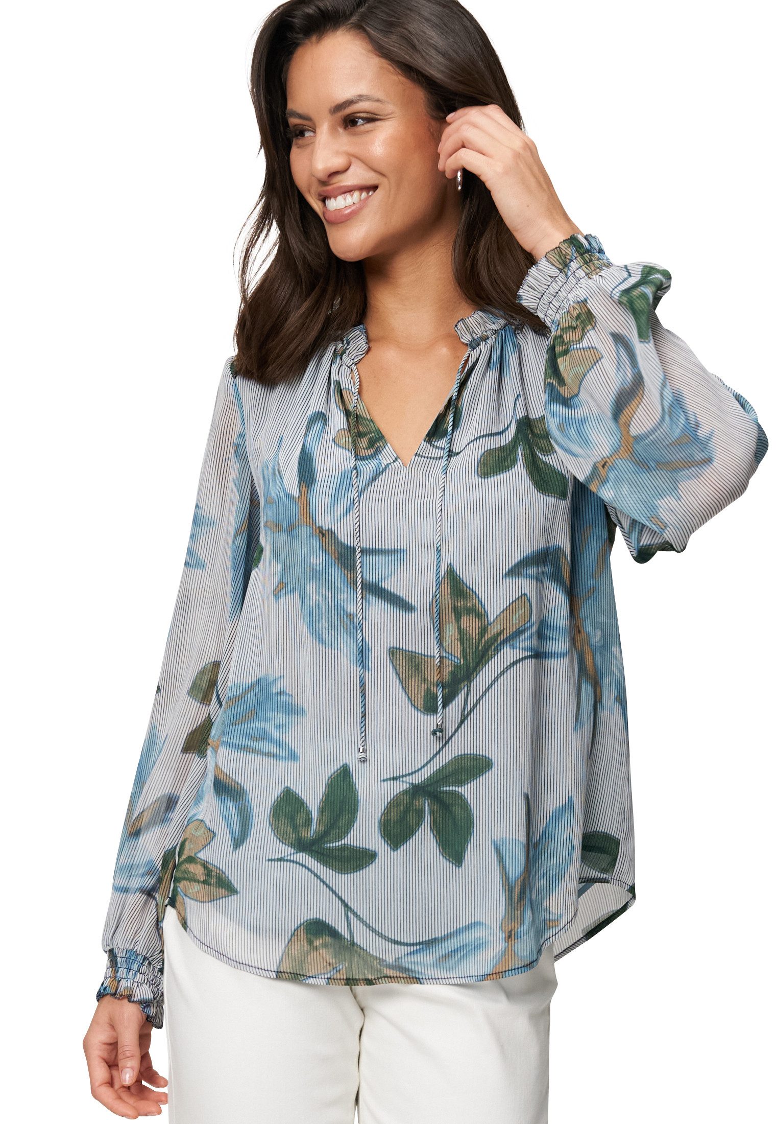 Chiffonbluse zero Chiffonbluse mit Blätterdruck
