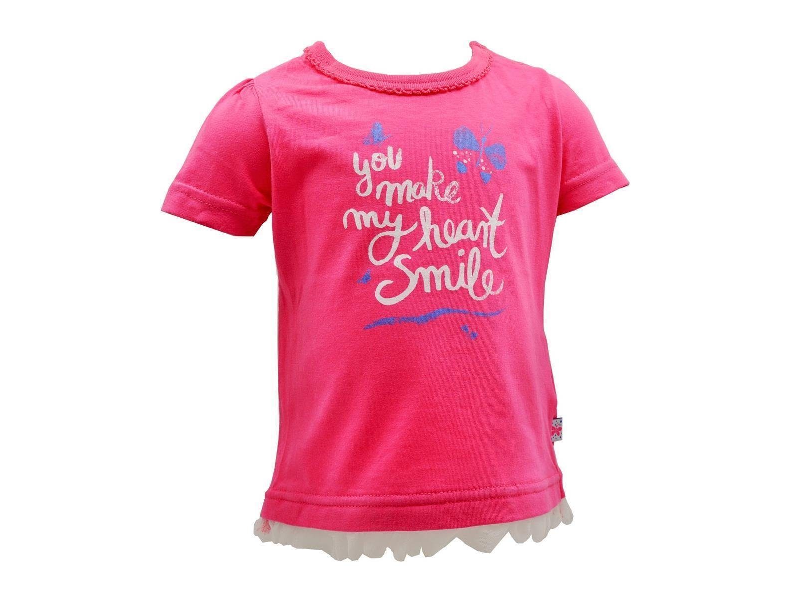 reiner Blue Seven Tüll-Saum T-Shirt aus Baumwolle, mit pink in Frontprint Seven Blue Mädchen mit T-Shirt