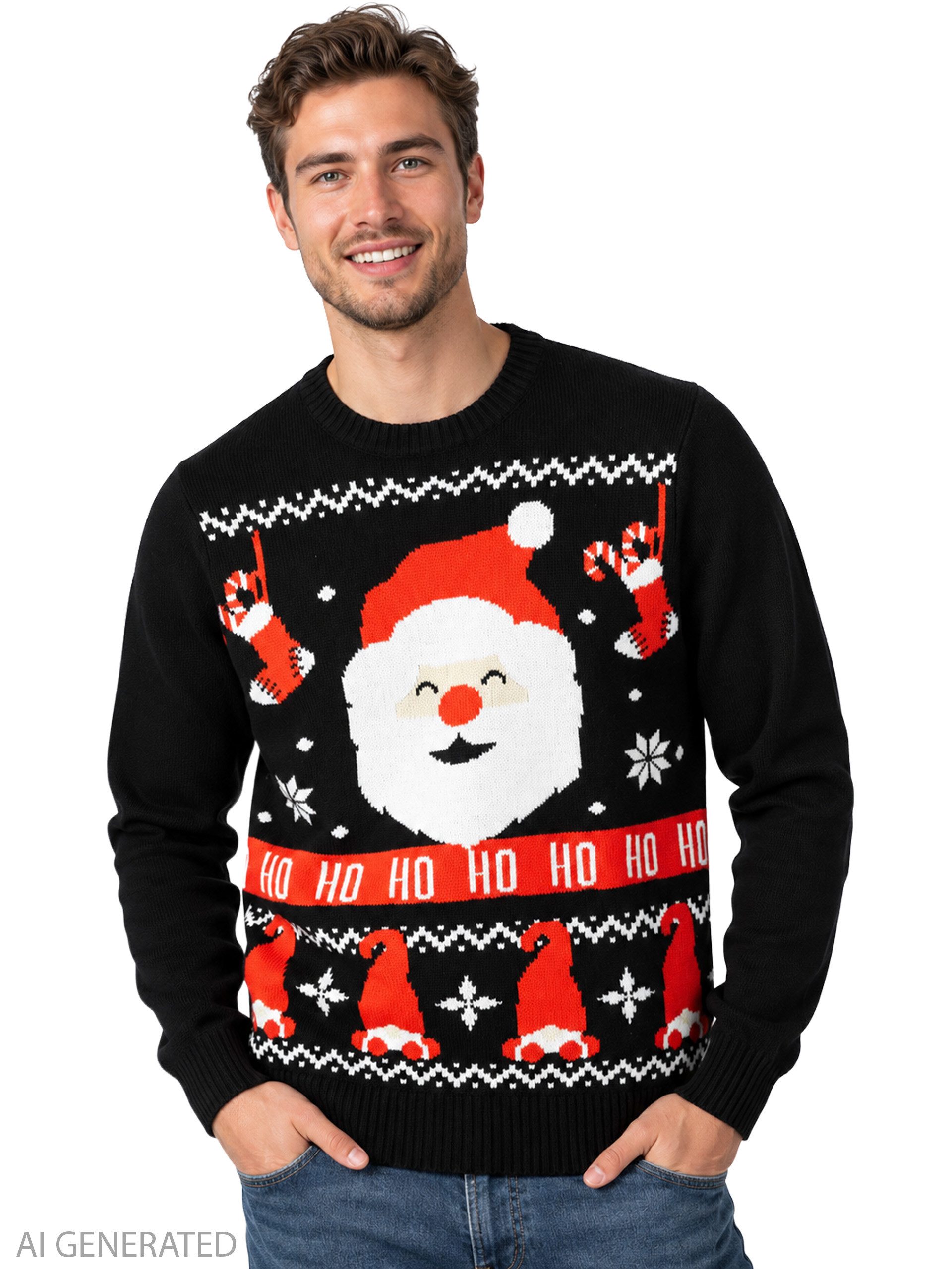 United Labels® Weihnachtspullover Winterpullover Weihnachtsmann Santa Strick Pullover Ugly Sweater
