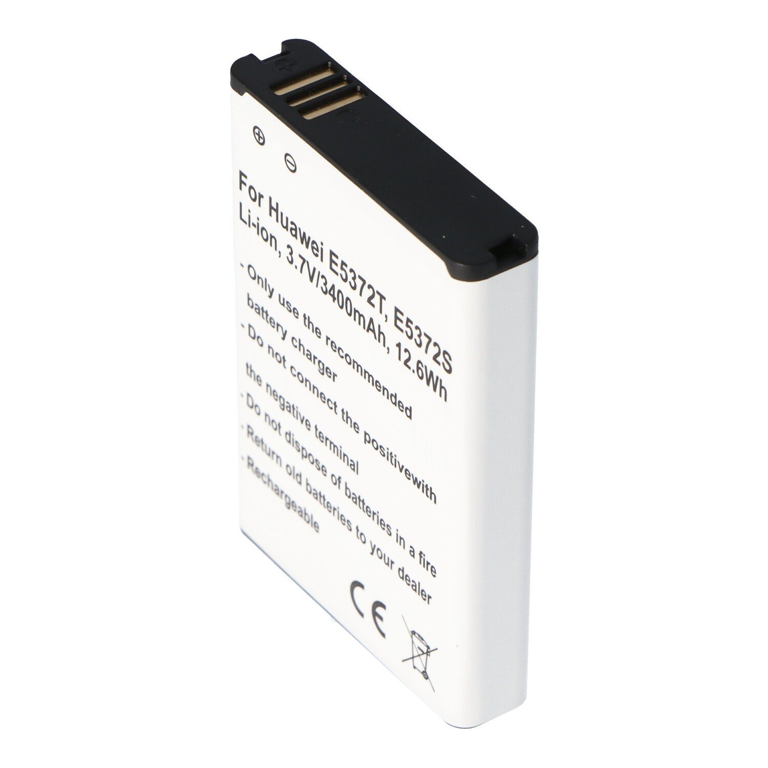 Akku 3,7V, Li-Ion, (3,7 E5372S, Akku E5372T, passend Huawei 3400 für 3400mAh, AccuCell V) mAh 12,6Wh