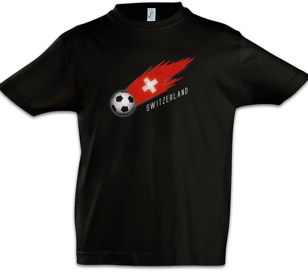 Print-Shirt Switzerland Football Comet I Kinder T-Shirt Schweiz Schweizer Swiss