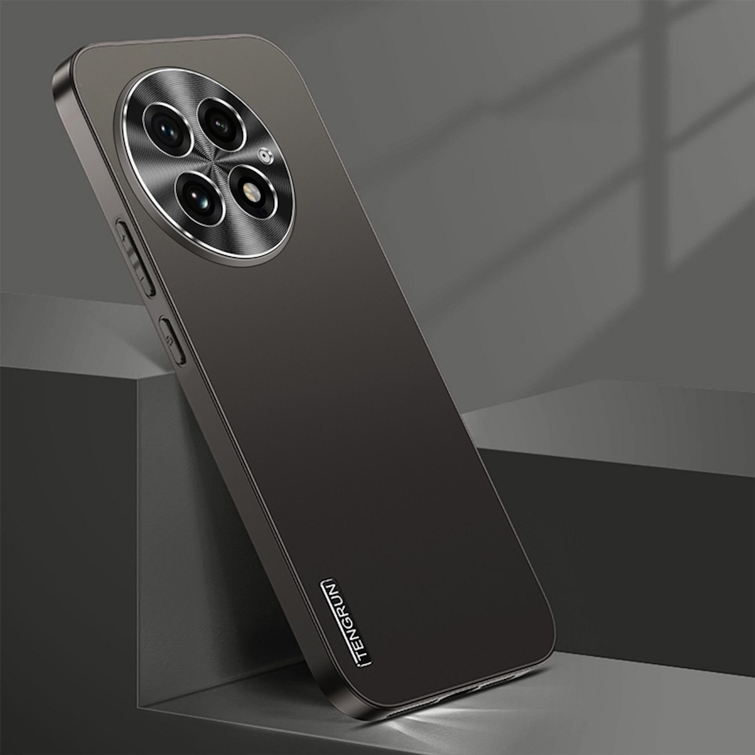 Wigento Handyhülle Für OnePlus 13 Feinmattes Metall Design Optik Handy Hülle Case Schwarz, Mikro-frostige Metallic-Lackierung, stilvolles Design