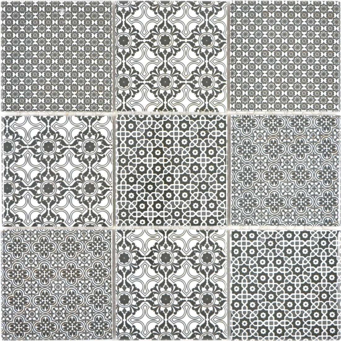 Mosafil Mosaikfliesen Keramik Mosaikfliesen Daymion Retrooptik Quadrat 97 Schwarz, Keramik 29.700x29.700, schwarz, Wasserfest
