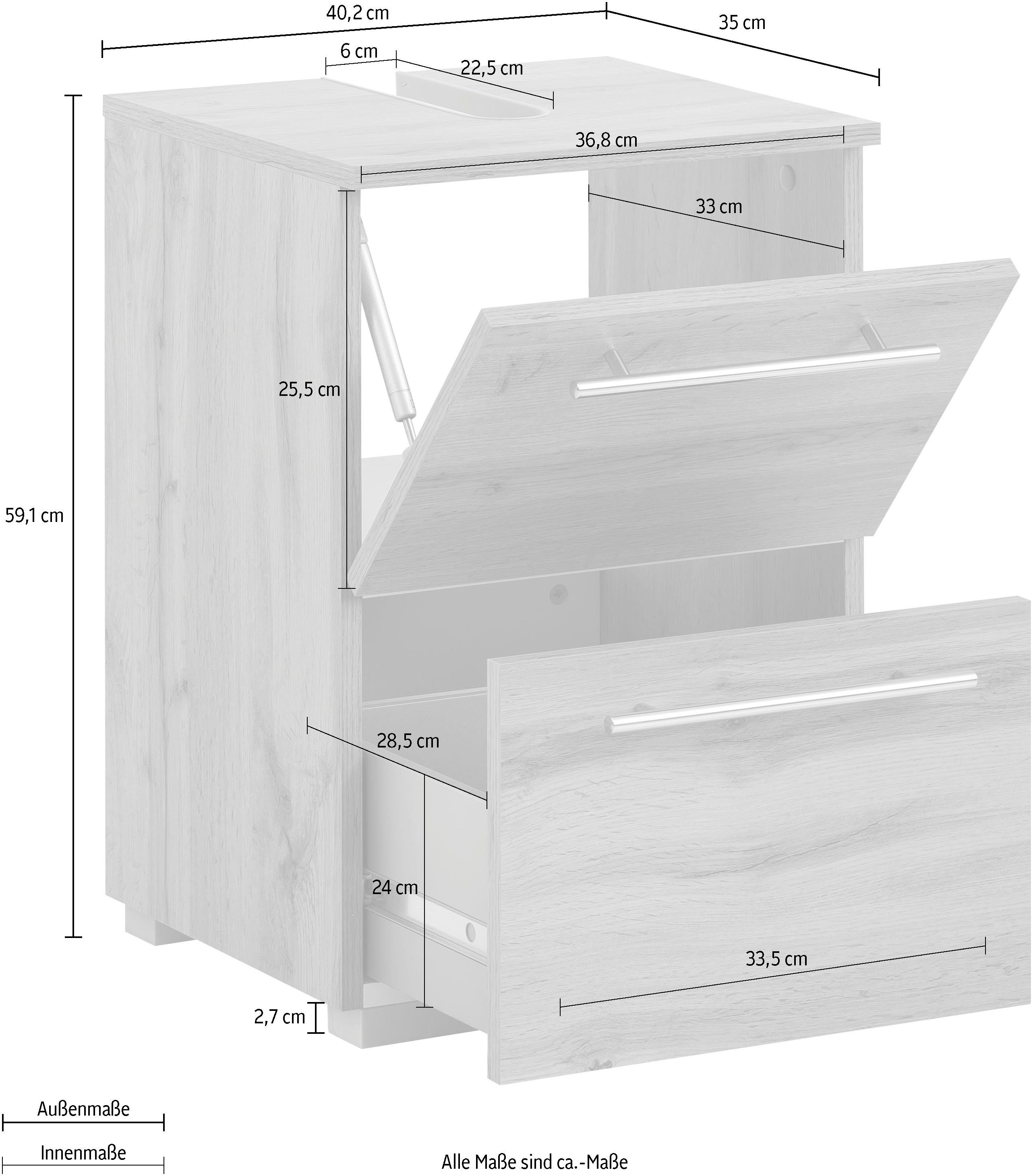 welltime Waschbeckenunterschrank Carlos, Waschbeckenunterschrank, Made in Germany, B: 40 cm Solide Verarbeitung - Dieses Produkt ist in Deutschland gefertigt – Bild 4 von 5