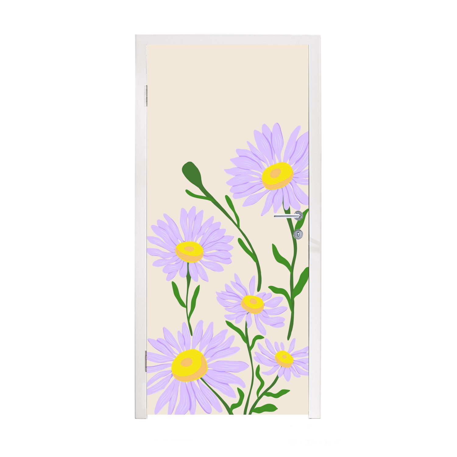 MuchoWow Türtapete Blume - Lila - Minimalismus, Matt, bedruckt, (1 St), Fototapete für Tür, Türaufkleber, 75x205 cm