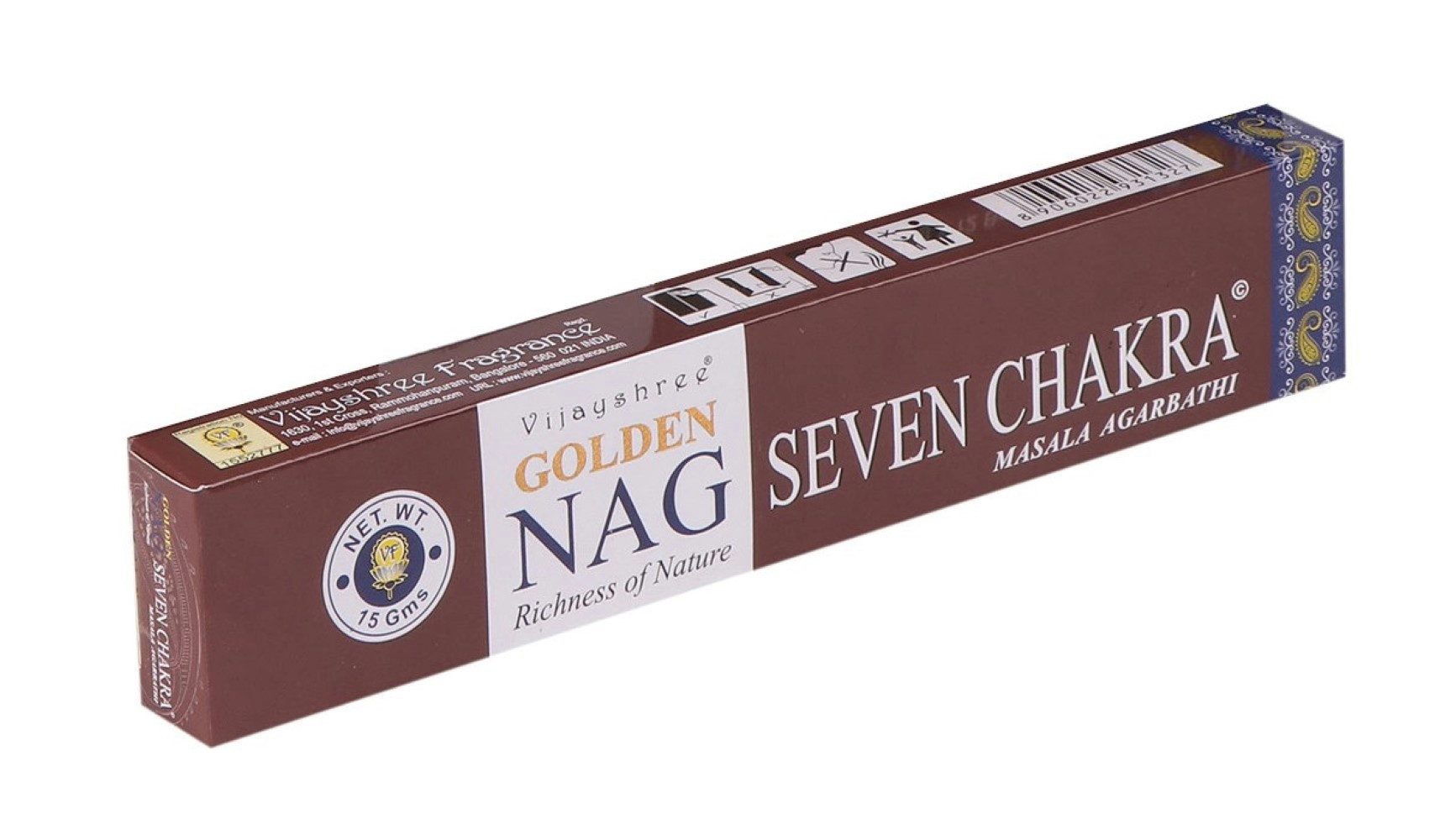 Vijayshree Räucherstäbchen Vijayshree Incense "Golden Nag 7 Chakra" 15gr.
