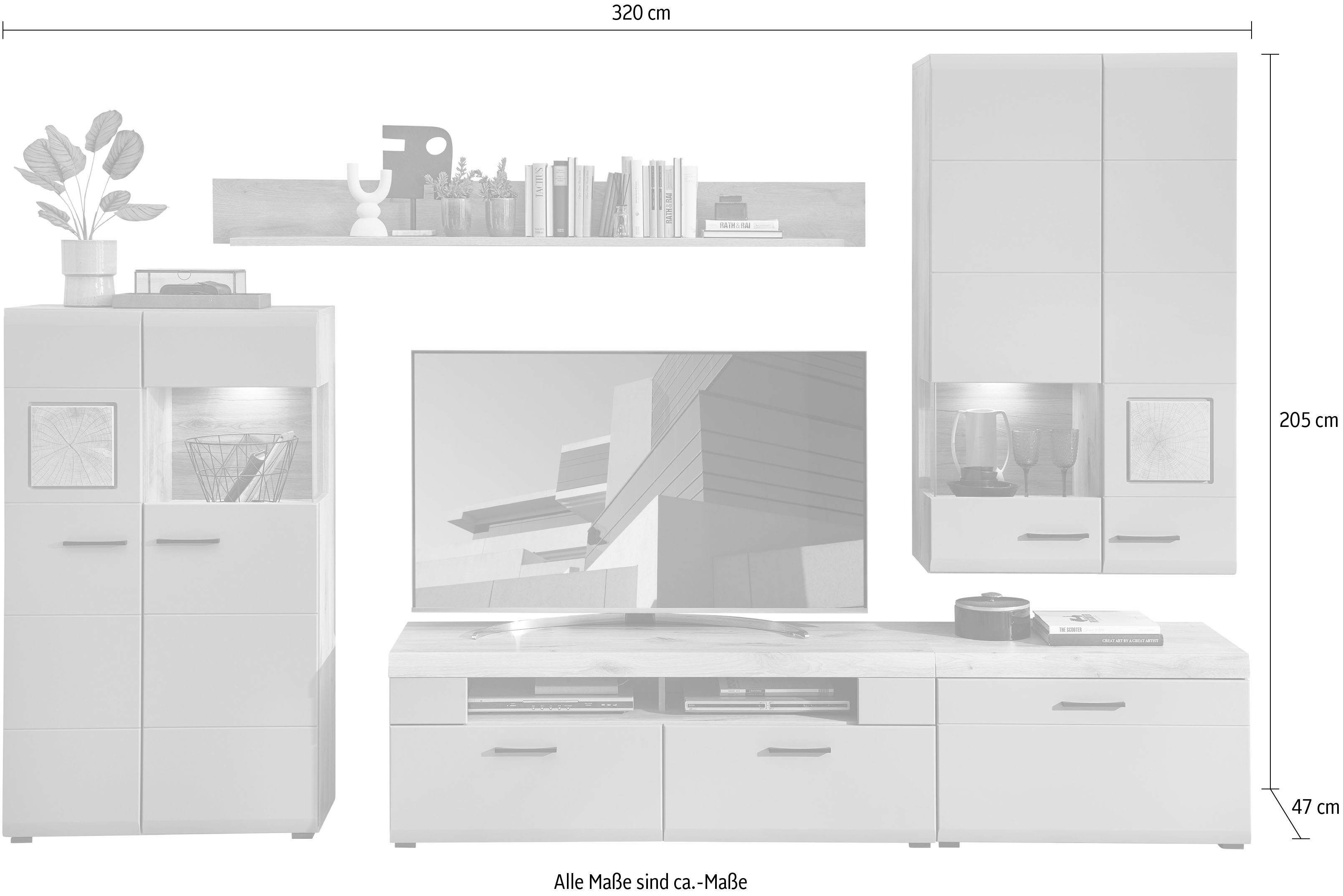 Innostyle Wohnwand FUN PLUS II, (5-St), inkl. LED-Beleuchtung