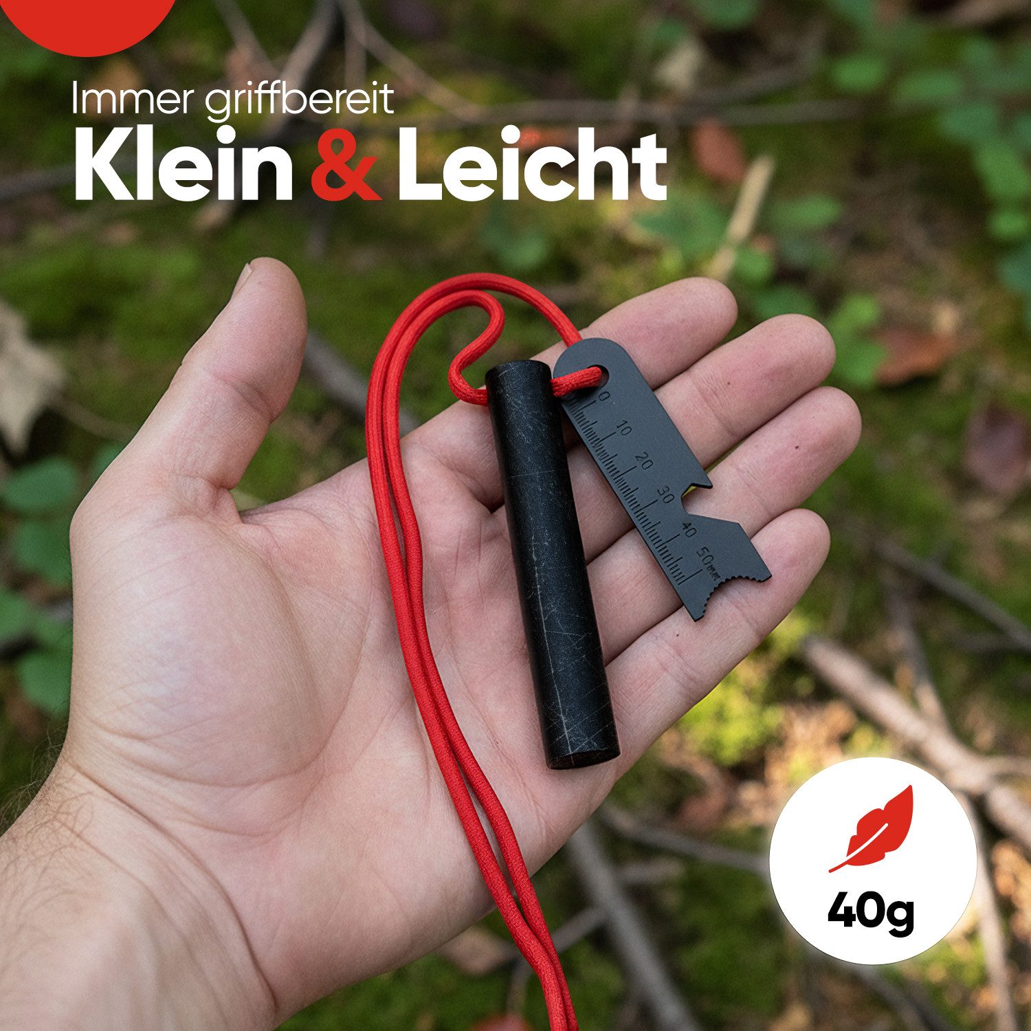 EVOCAMP Feuerzeug Feuerstahl 8 cm, kompakter Feuerstarter für Outdoor & Survival (kompakter Feuerstarter (12,7cm), Feuerstein Feuerzeug, Survival, 1-St)