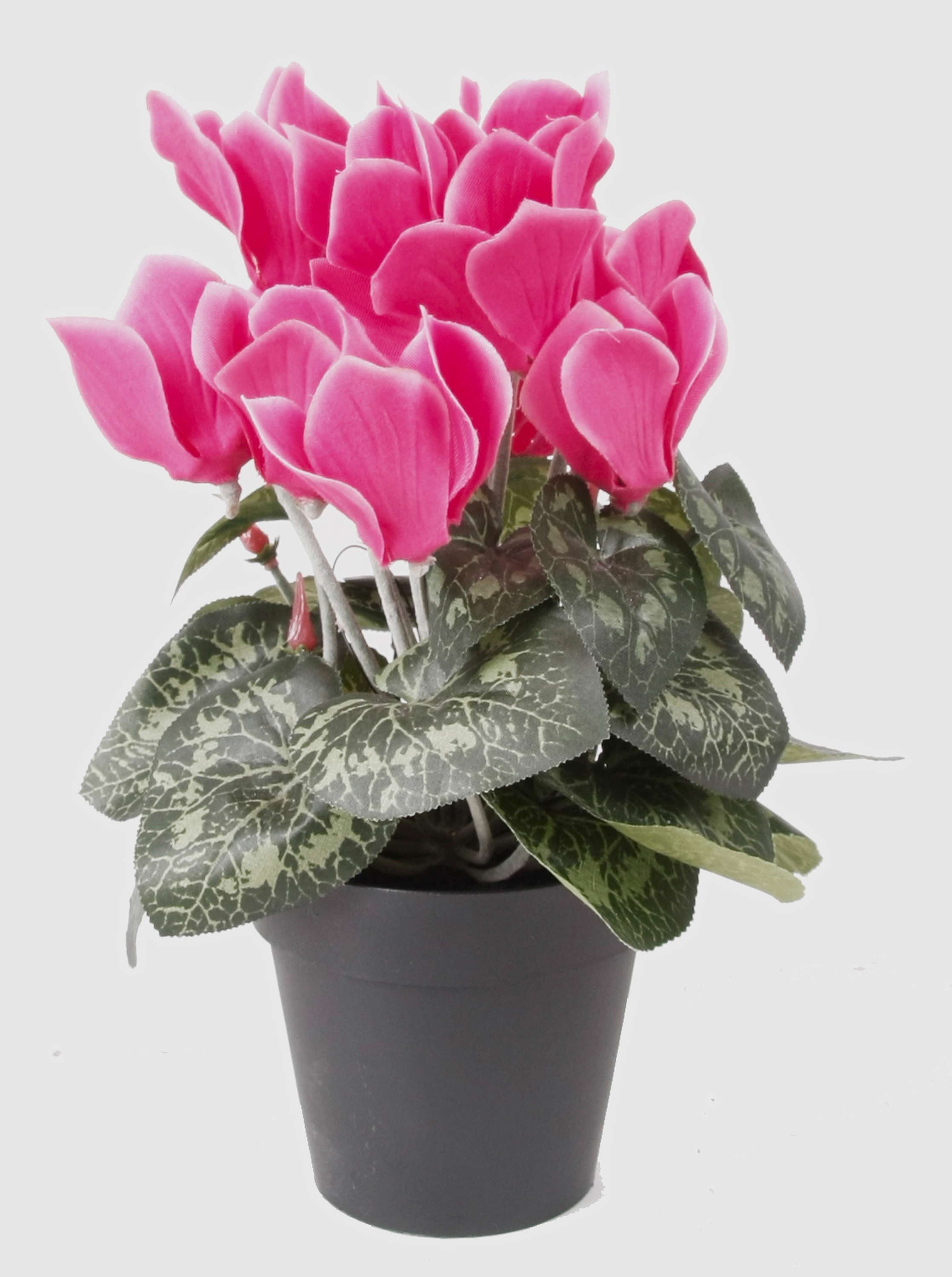 Kunstblume Alpenveilchen im Topf, 12 Blüten, pink, 25cm - Mini Kunstblumen Alpenveilchen, artplants, Höhe 25.0 cm