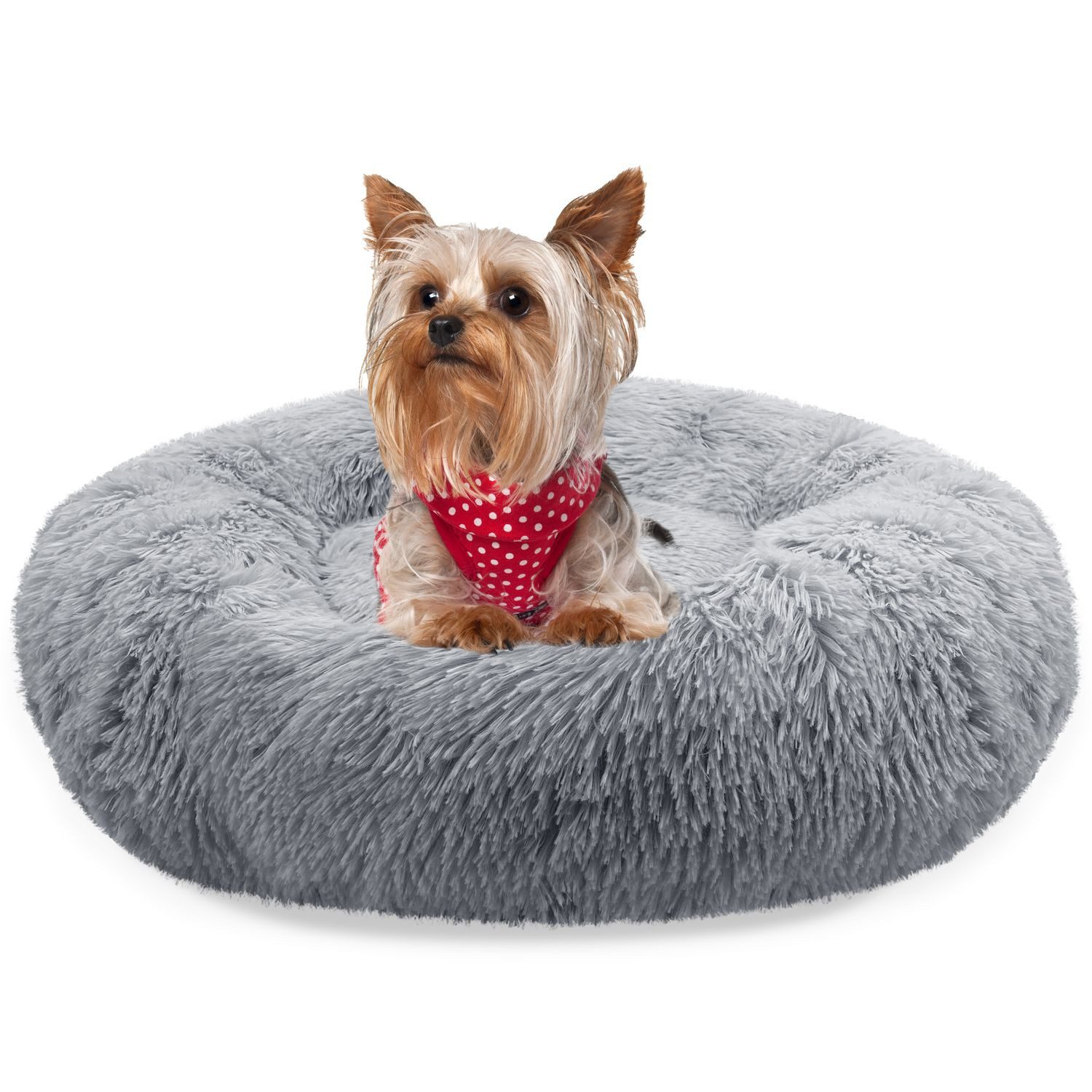 Bluzelle Tierbett Premium Hundebett Hundekissen Donut / Katzenbett Katzenkissen / XXS, Flauschig Kuschelig Weiches Kunstfell, für Kleine Hunde / Hundekorb / Rund Waschbar Plüsch Kissen Tier Bett