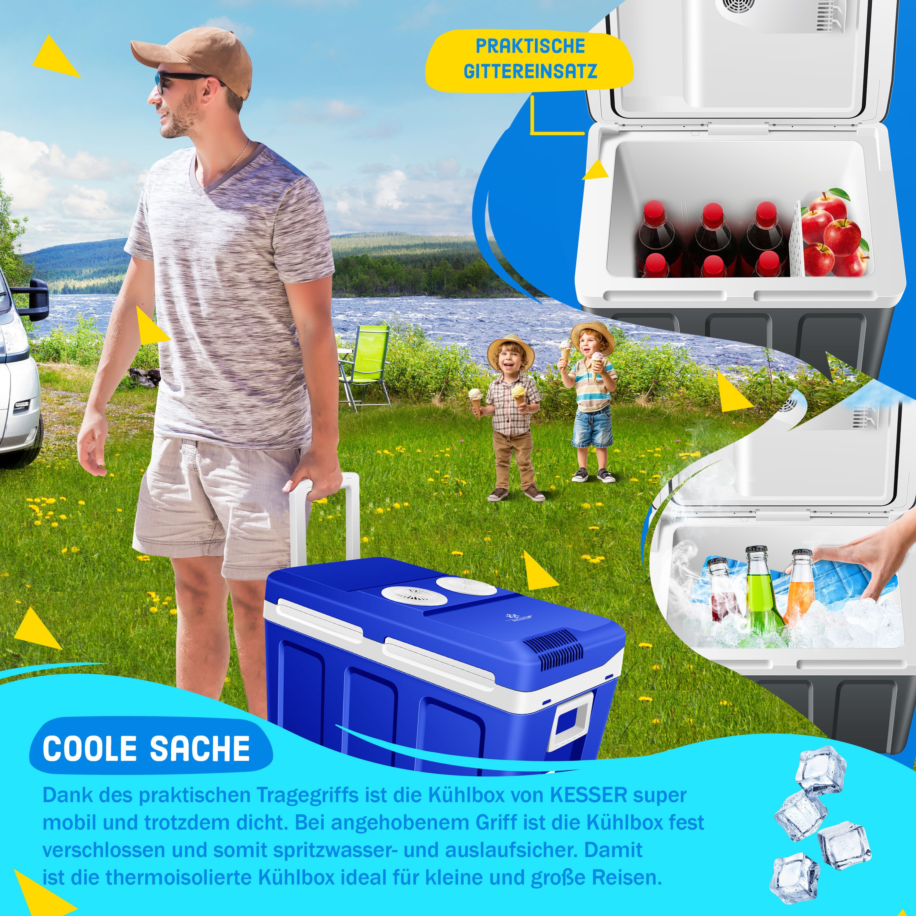 KESSER Kühlbox, 40 l, Thermo-Elektrisch Warmhalten & kühlen -18 bis 65° C für Auto & Camping