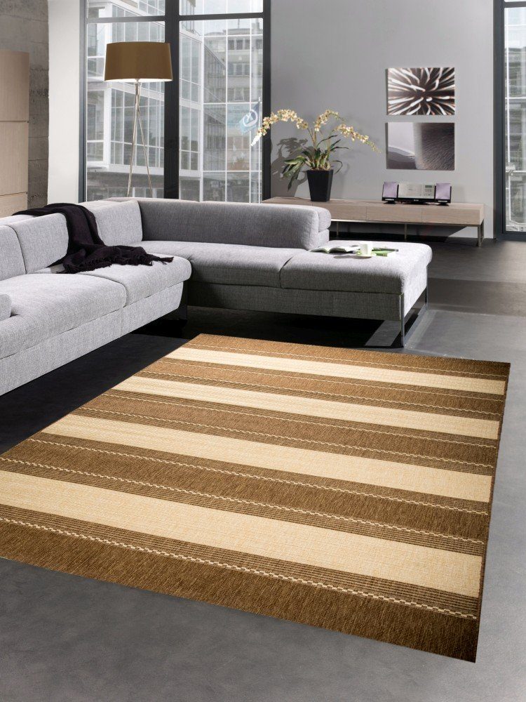 mm Küchenteppich rechteckig, Streifen beige Teppich Küchenläufer Teppich 8 Höhe: Sisal braun, Optik Carpetia,