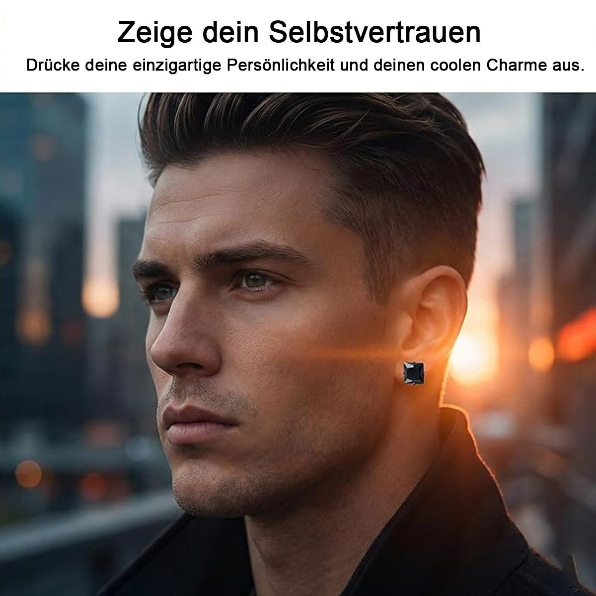 HoyoLee Ohrstecker-Set 12 Paar Herren Ohrringe Schwarz, Edelstahl Ohrstecker hypoallergen (12-tlg)