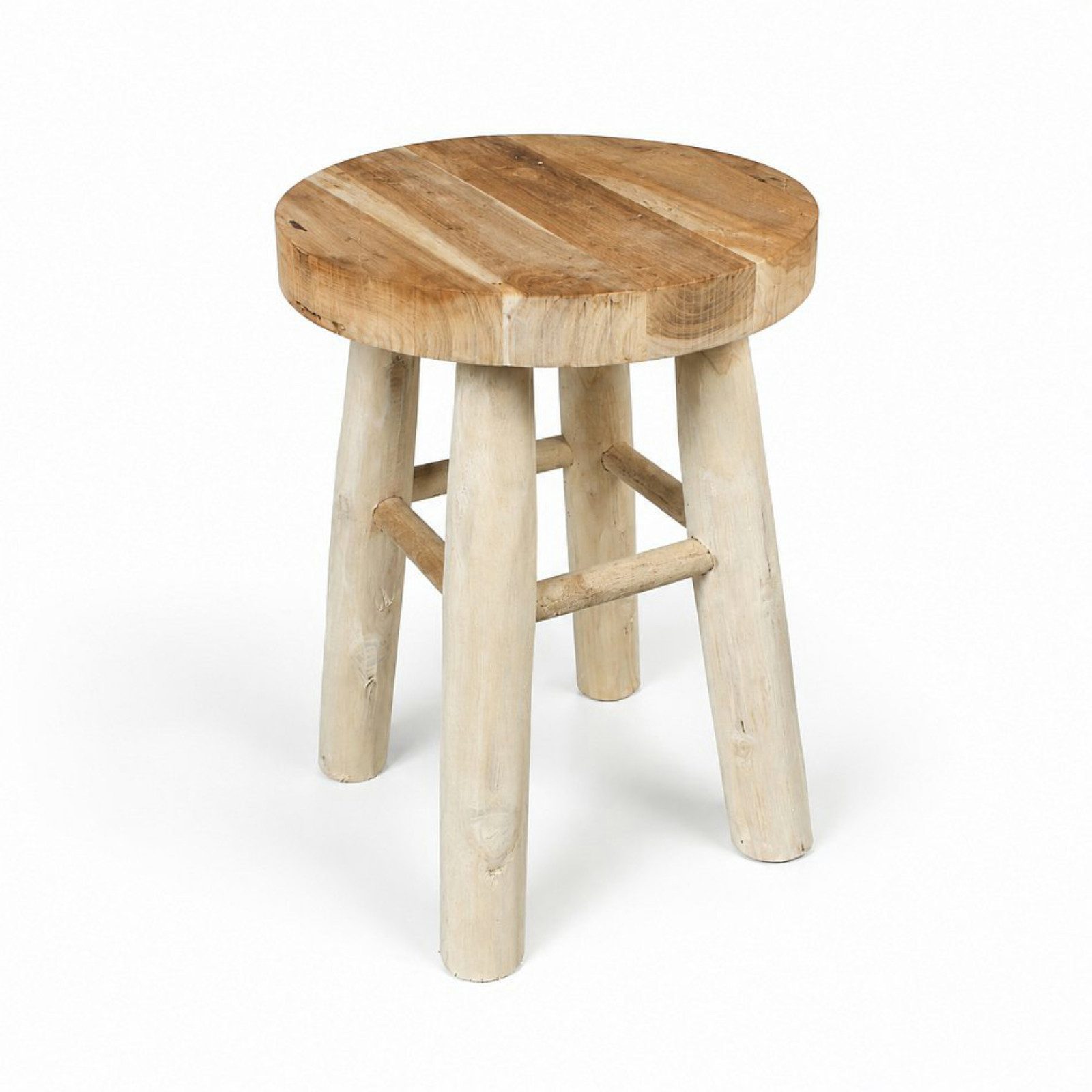 Koopman Blumenhocker SitzhockerTeakholz 42 cm Massiv Ø 30 cm Handmade Unperfekt (Stück, 1 St., Packung), Stabil, bis 70 Kg belastbar, fertig montiert, Schemel – Bild 3 von 5
