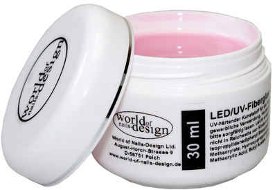World of Nails-Design UV-Gel BasicLine LED/UV-Fiberglas Gel dickviskose milchig rosa 1 Phasengel, Aufbaugel, professionell Studioqualität