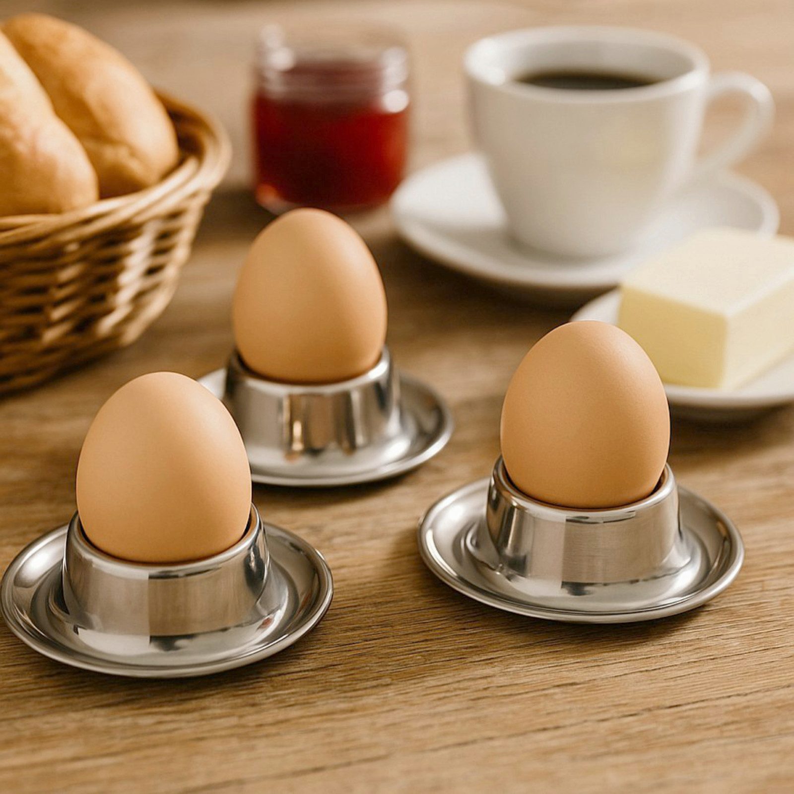 Koopman Eierbecher Edelstahl Rund 1/4 er Set, (1-tlg), 1 Stk, Metall, Ø8cm, Lebensmittelecht, Spülmaschinengeeignet