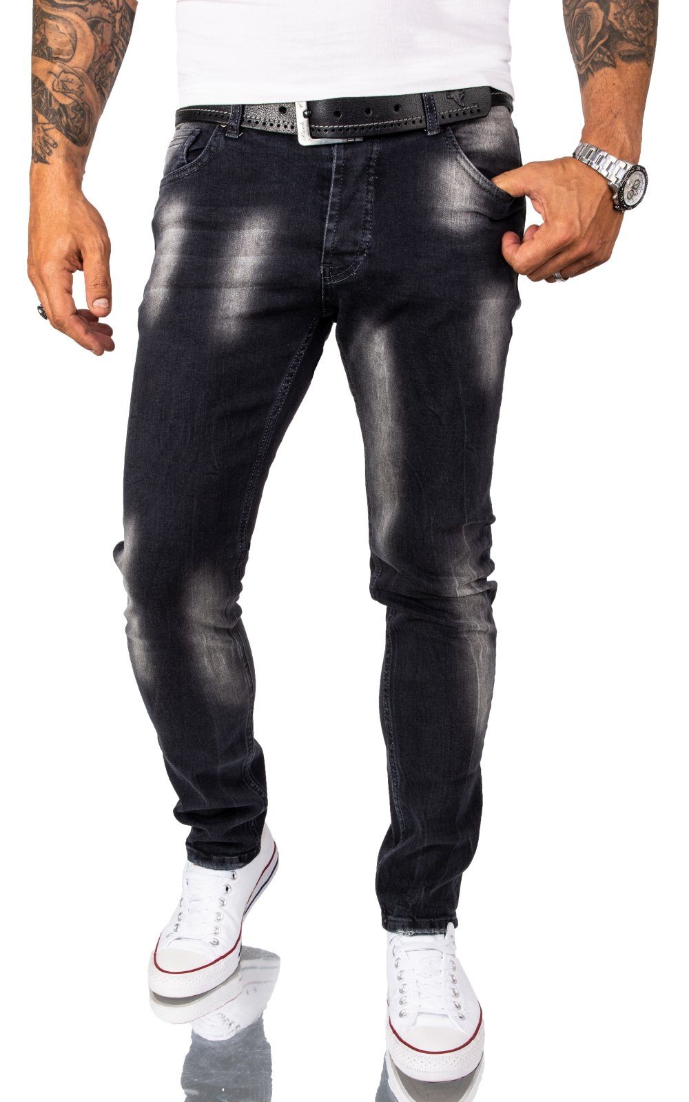Rock Creek Slim-fit-Jeans Herren Jeans Stonewashed günstig online kaufen