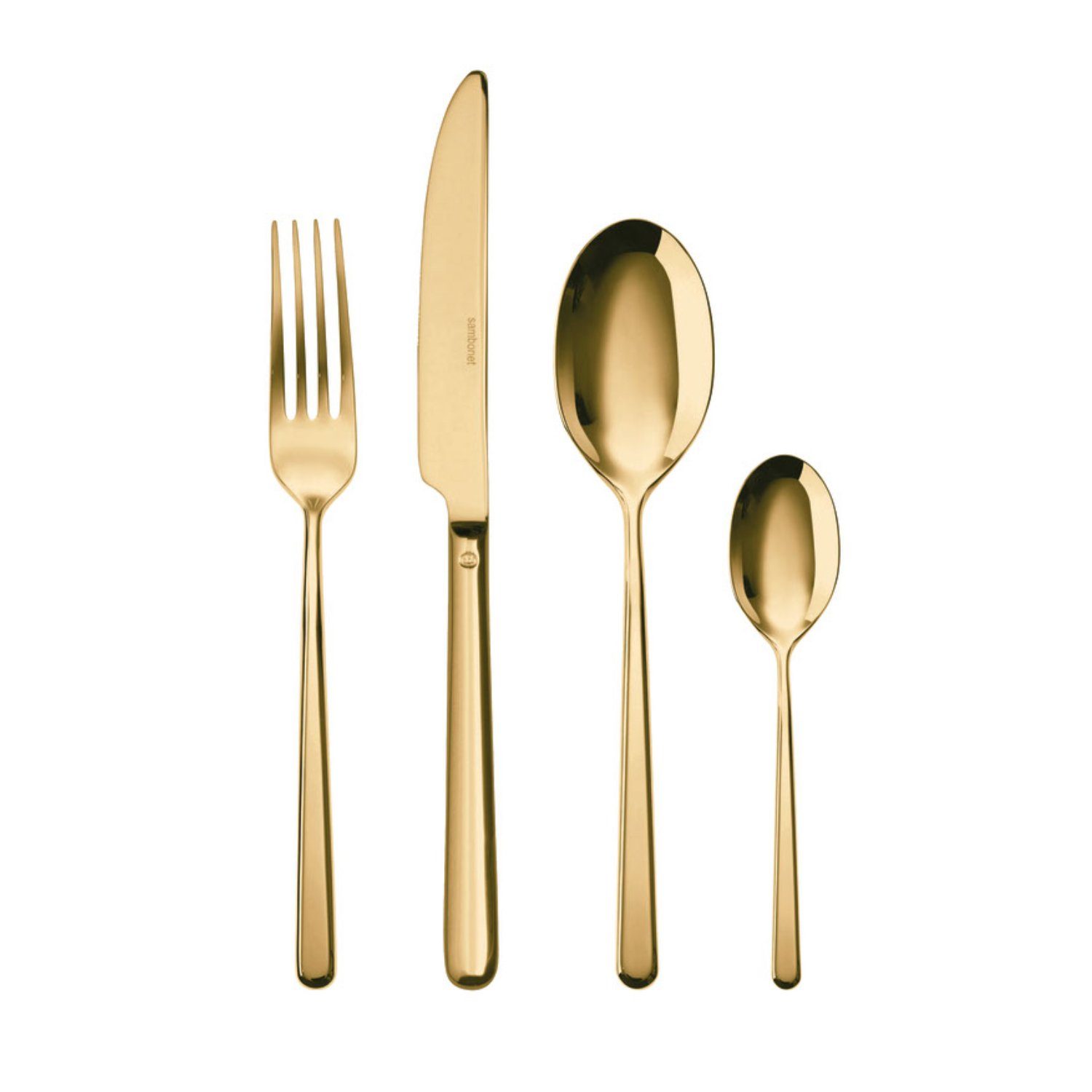 sambonet Besteck-Set Sambonet Linear Besteck 24tlg. Vh. Edelstahl/PVD Gold (24-tlg), 6 Personen, Edelstahl rostfrei